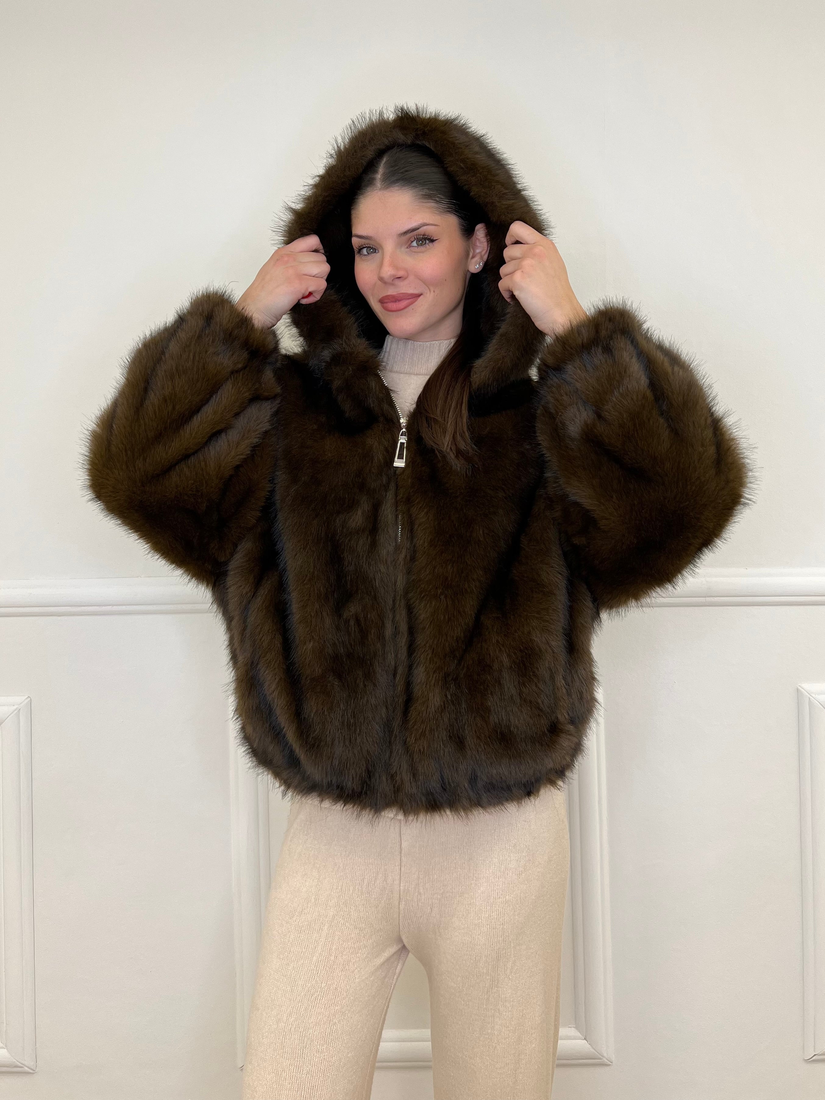 Pelliccia Bomber 00322 Moro