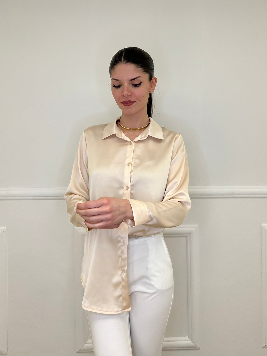 Camicia Satin 261081 Beige