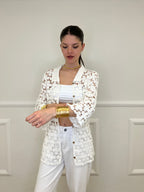 Cardigan Crochet 28116 Bianco