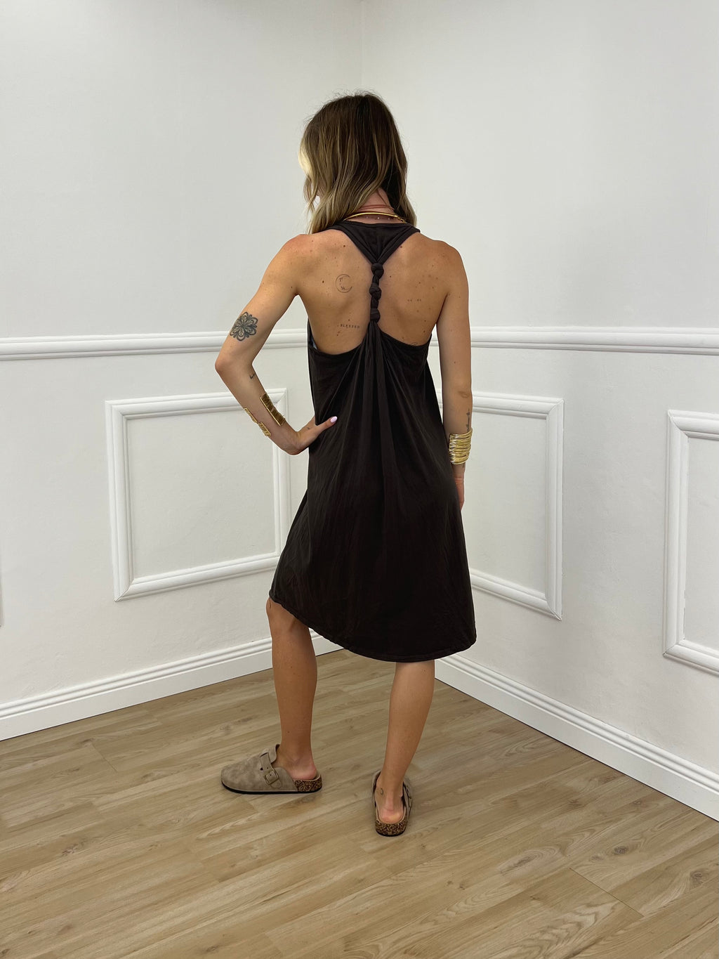 Vestito Cotone Cut Out A0894 Marrone