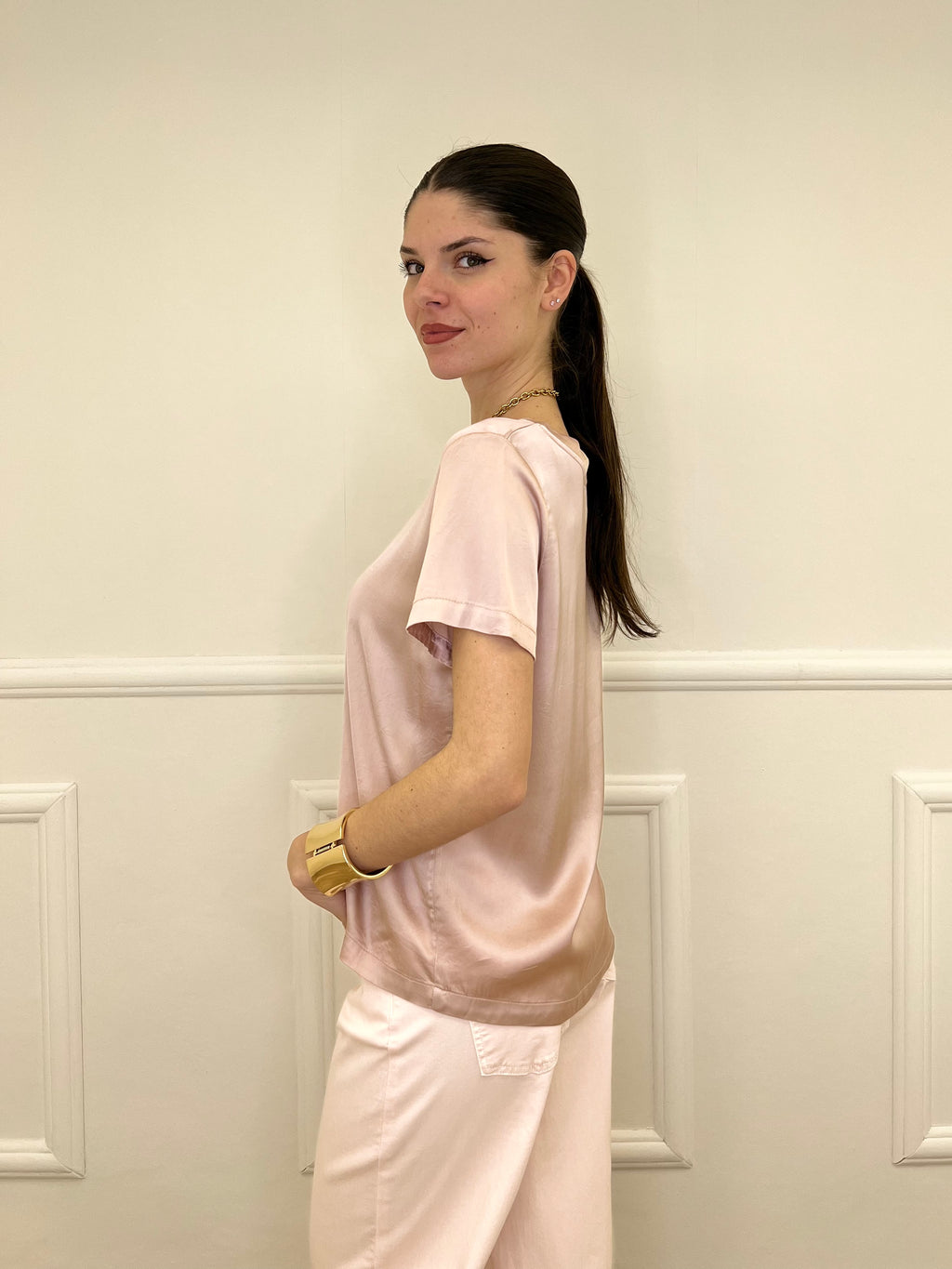 Maglietta In Raso Di Viscosa 82008 Rosa