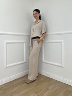 Pantalone Lino Cintura 22525 Beige