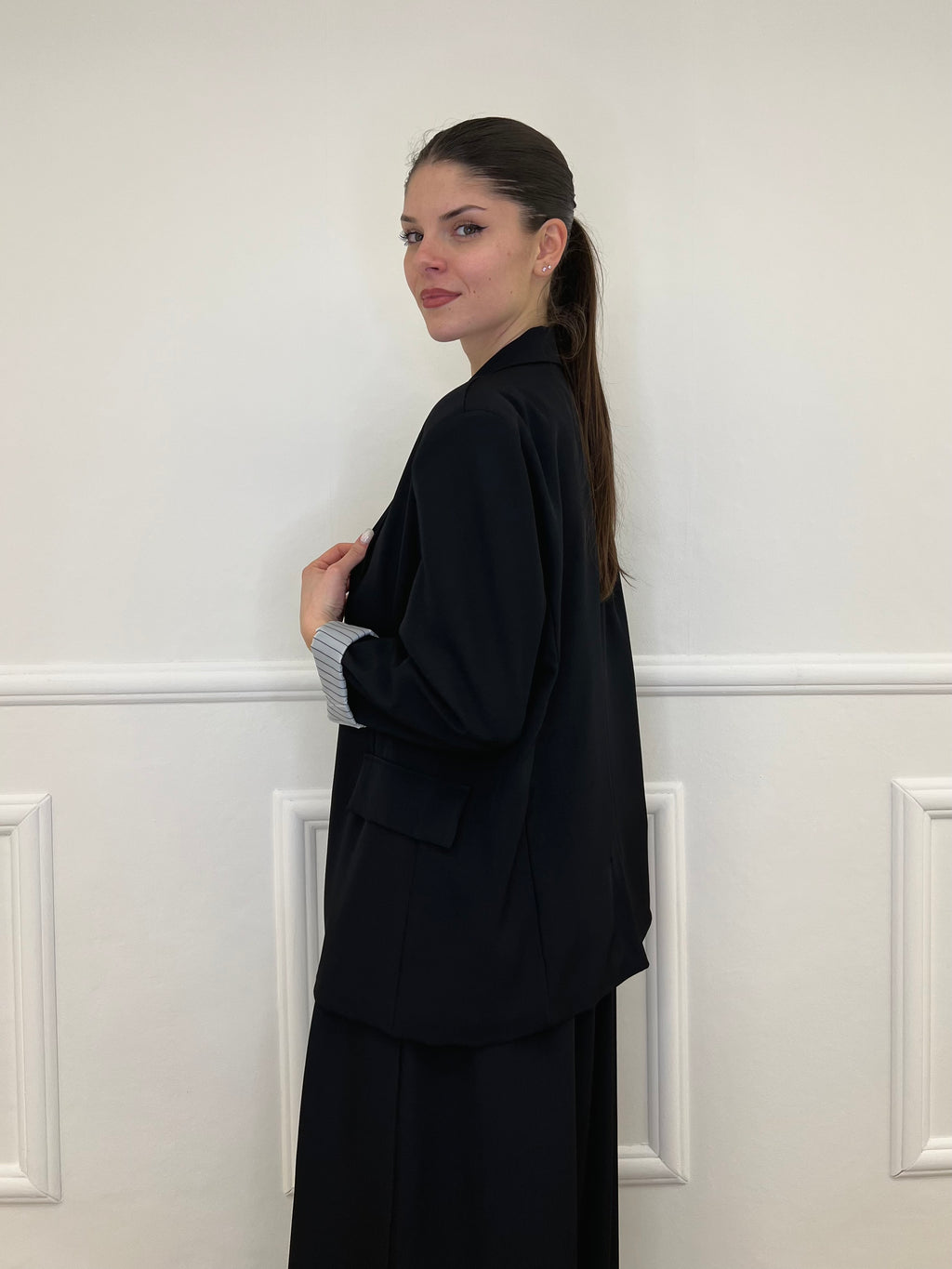 Blazer Con Fodera Gessata 216401 Nero