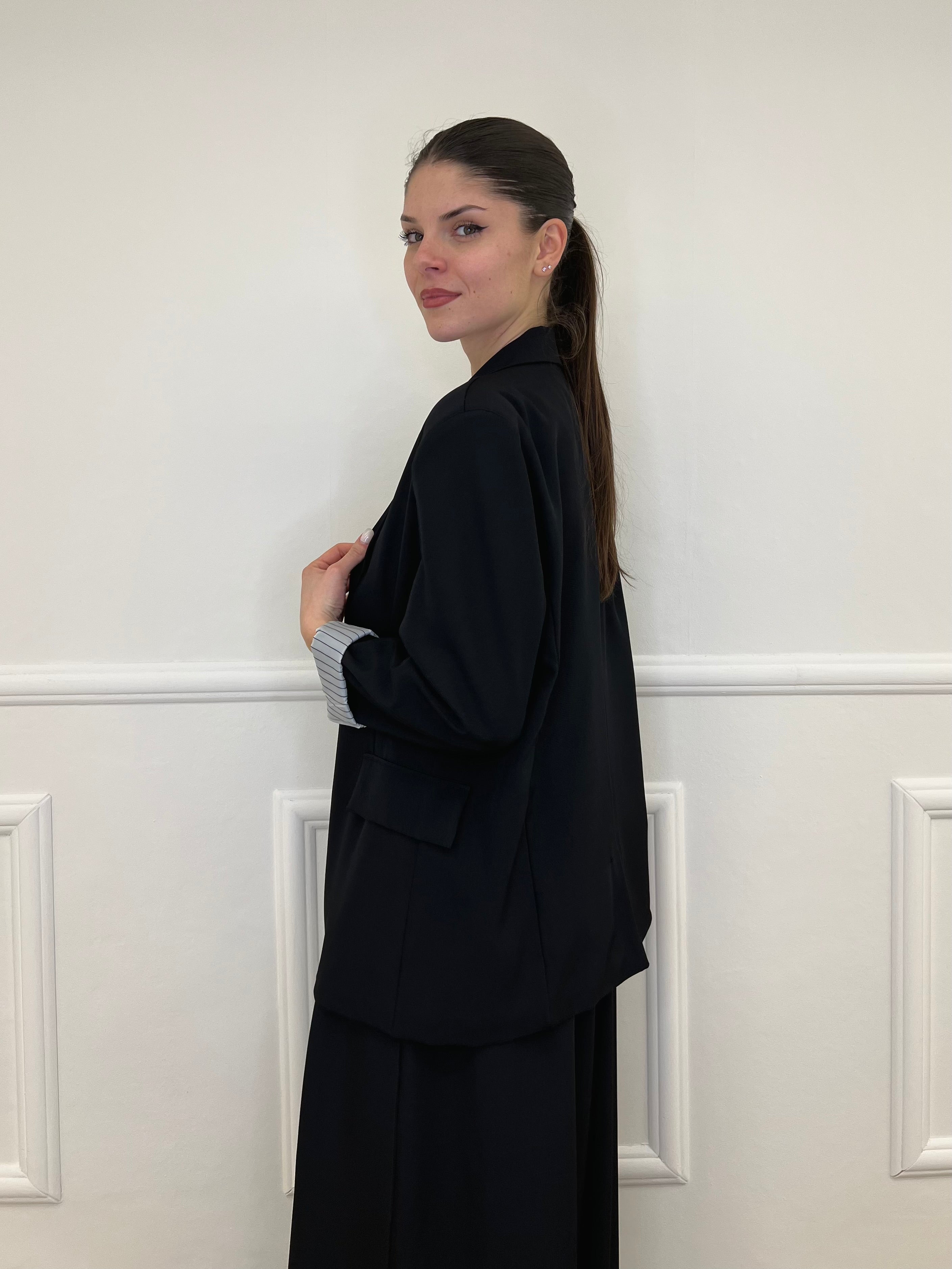 Blazer Con Fodera Gessata 216401 Nero