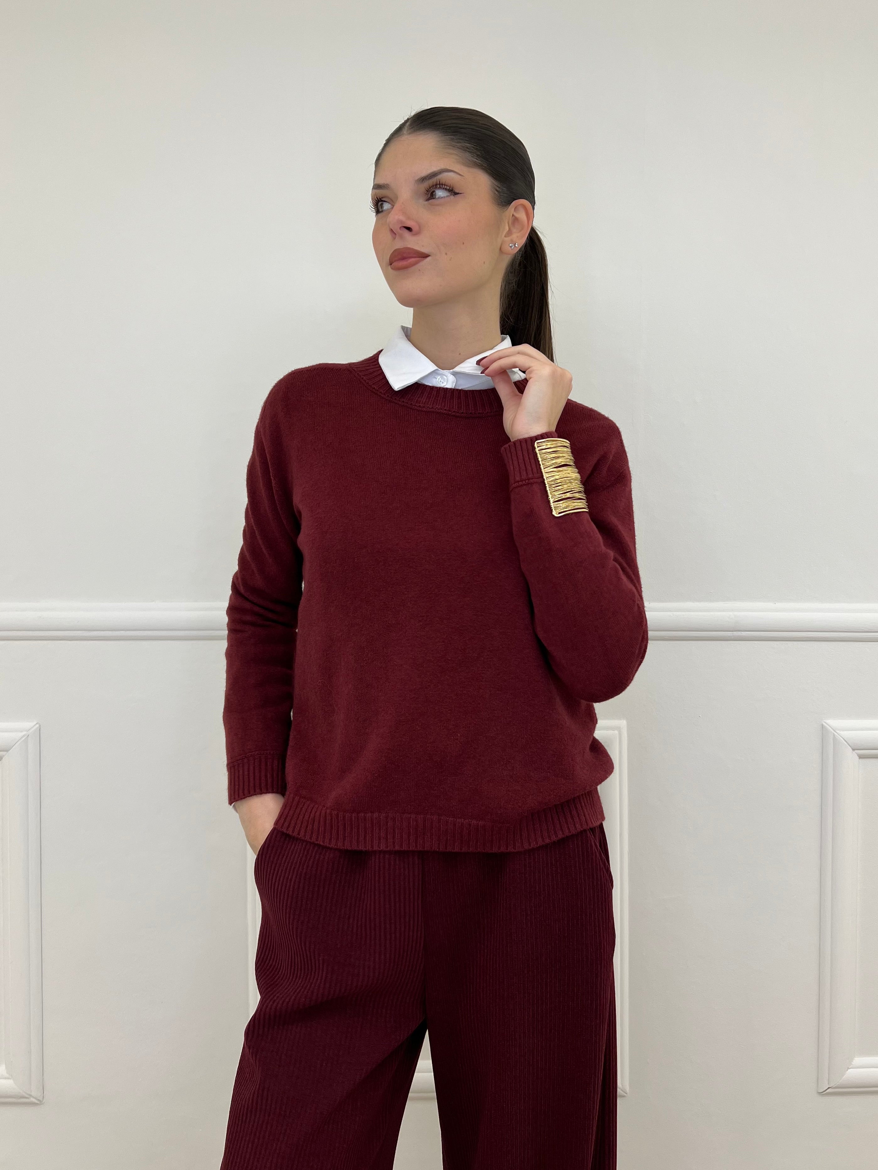 Pullover Basic Girocollo 1186 Bordeaux