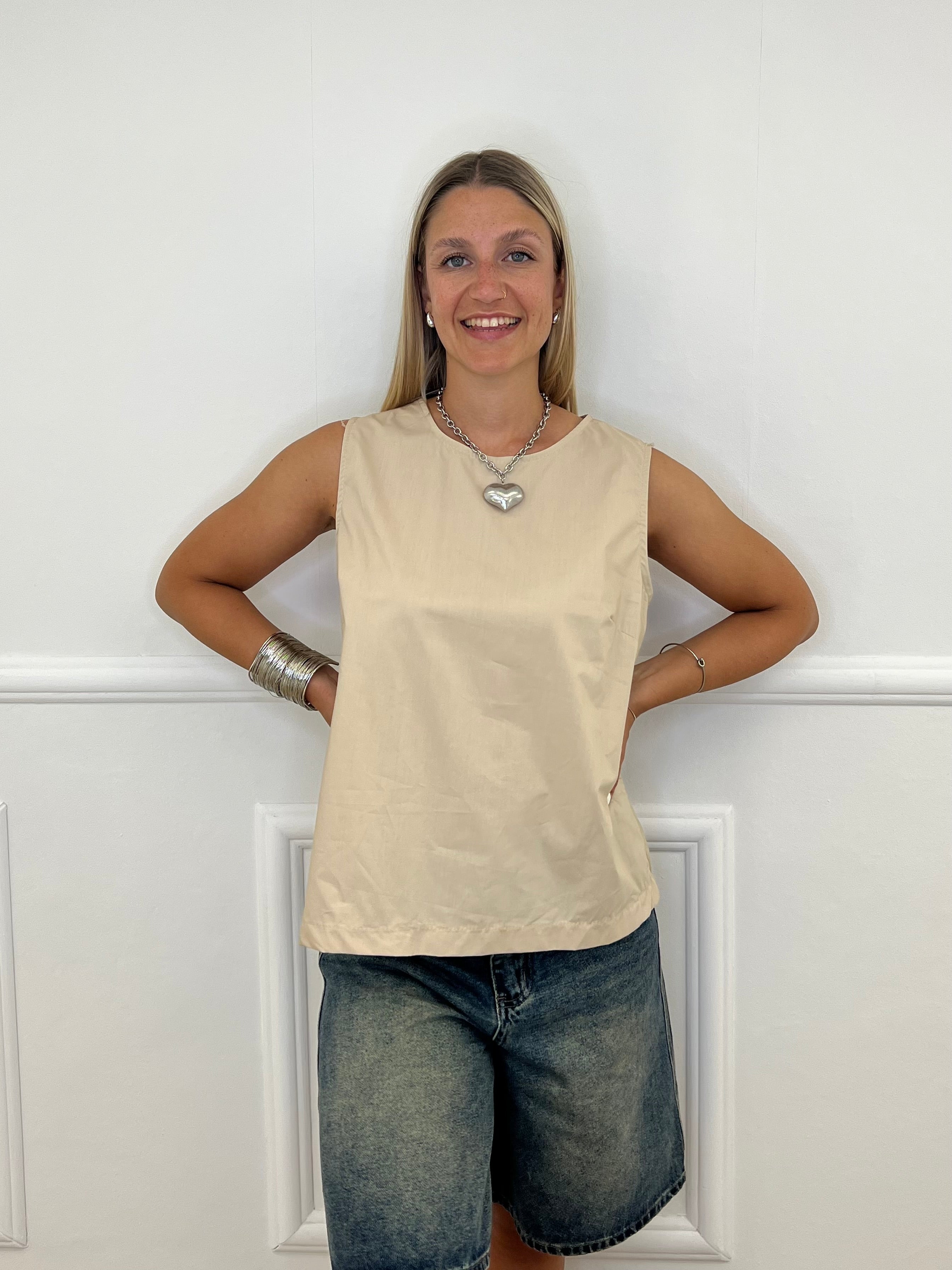 Blusa Popeline Bottoncini 2692 Ecru
