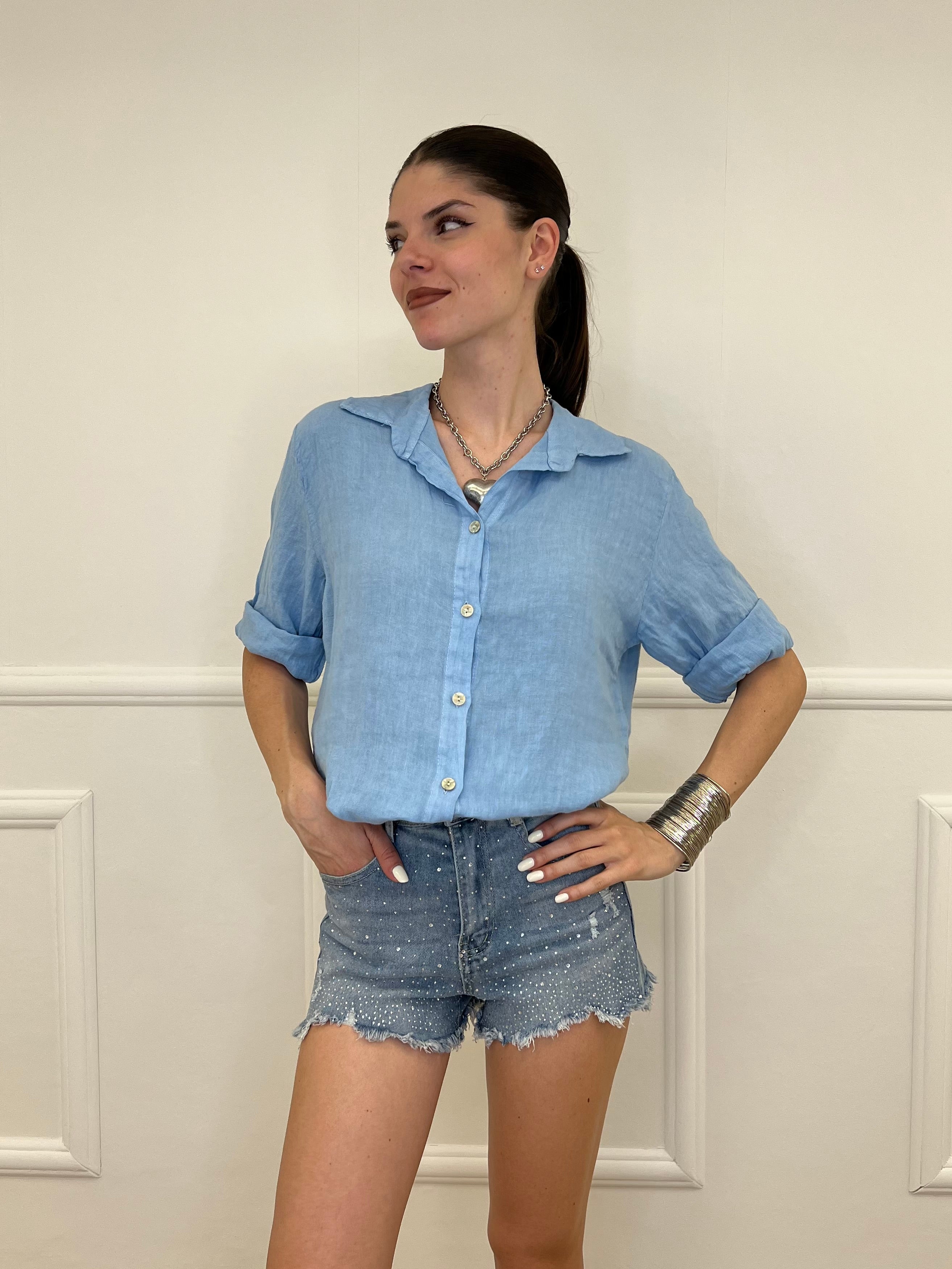Camicia Over In Lino 1789 Azzurro