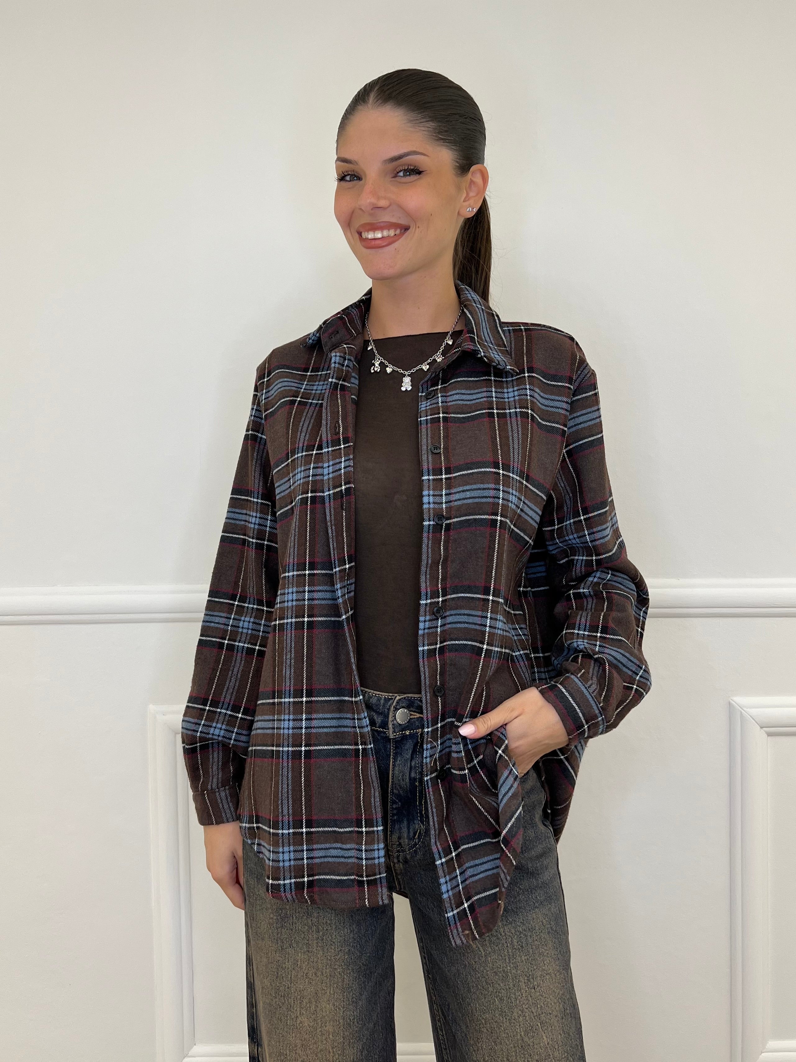 Camicia Madras A35 Marrone