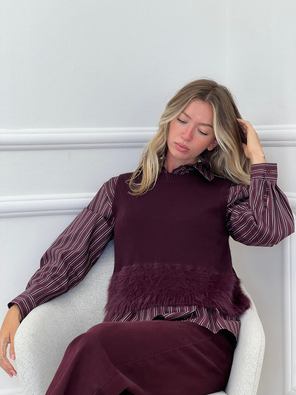 Camicia Regimental Over 28813 Burgundy