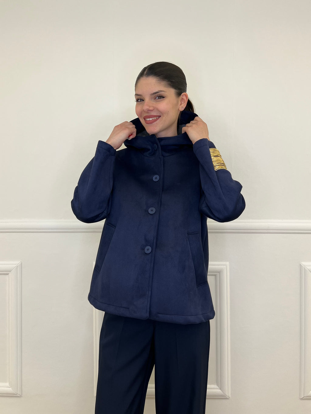 Giacca Scuba Effetto Scamosciato 852 Blu