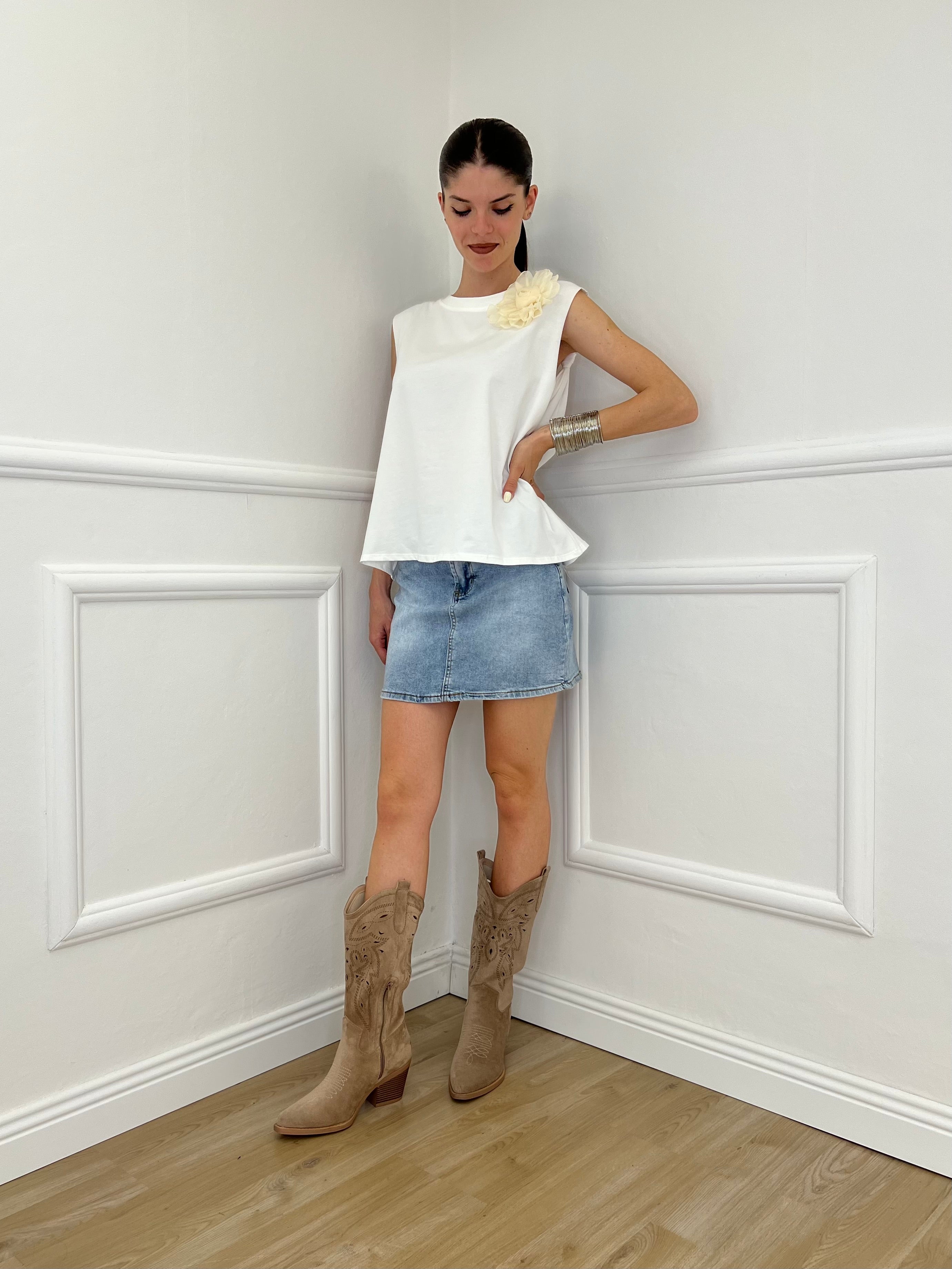 Maglia Spilla Schiena Cut Out 5358 Bianco