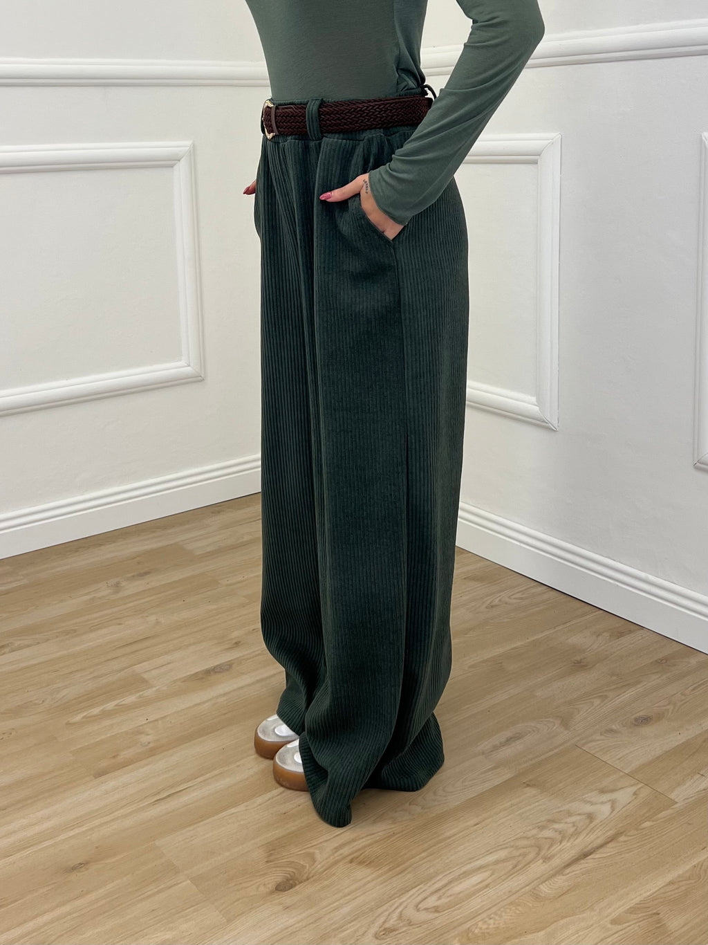 Pantalone Corduroy Cintura 27998 Verde