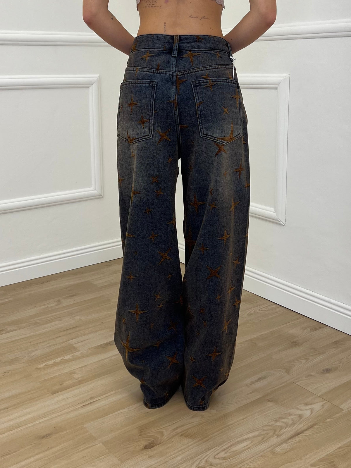 Jeans Barrel Floccato Stelle 9185 Blu