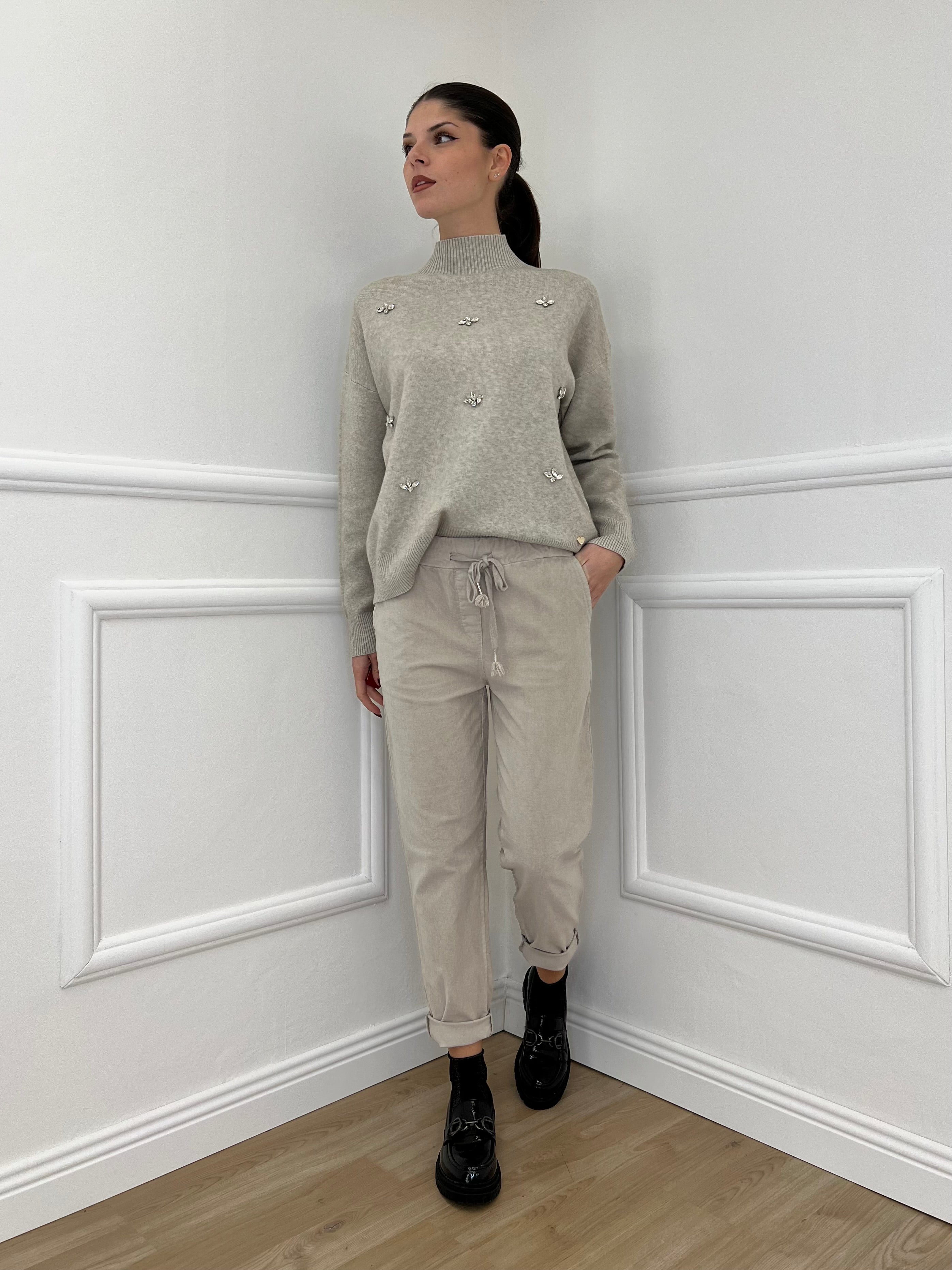 Pantalone Regular Millerighe 20357 Ecru