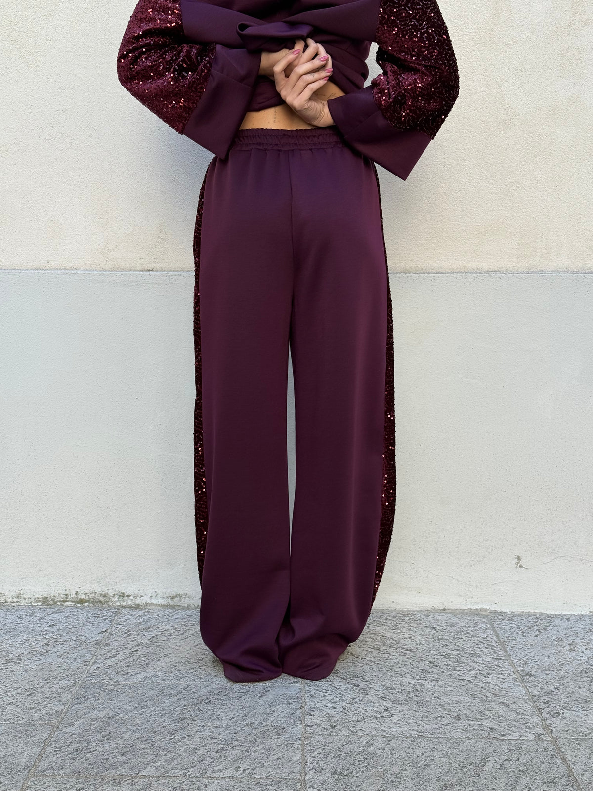 Tuta Inserti Paillettes L3110 Burgundy