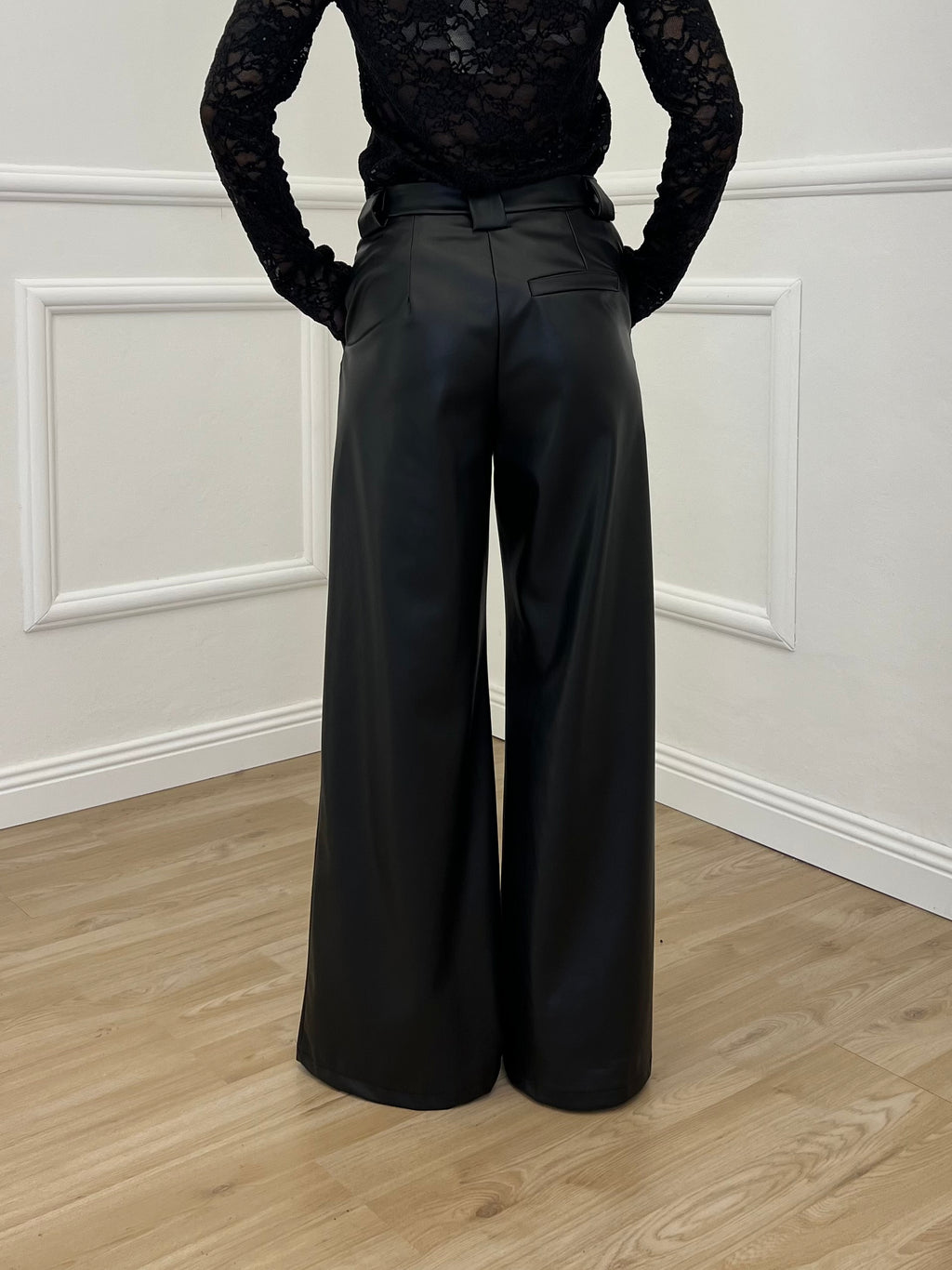 Pantalone Palazzo Ecopelle MP296-541 Nero