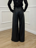 Pantalone Palazzo Ecopelle MP296-541 Nero