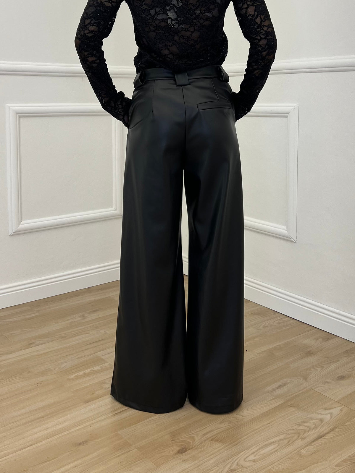 Pantalone Palazzo Ecopelle MP296-541 Nero