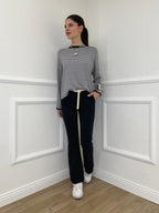 Pantalone Flare Cintura 26513 Blu