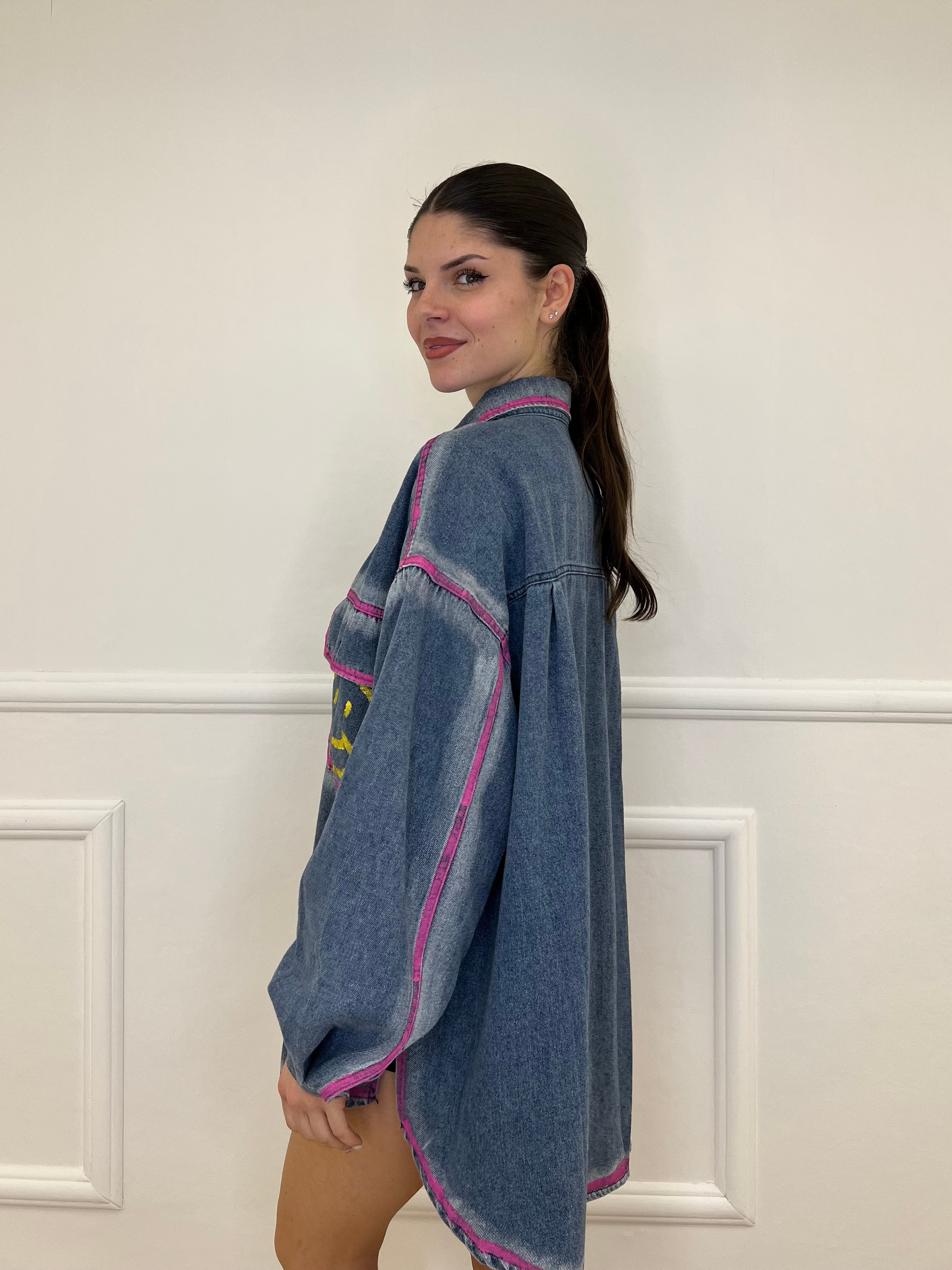 Giacca Camicia in Denim Graffiti K852