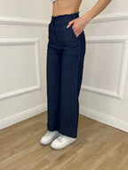 Pantalone Chambray Sfrangiato 5657 Blu