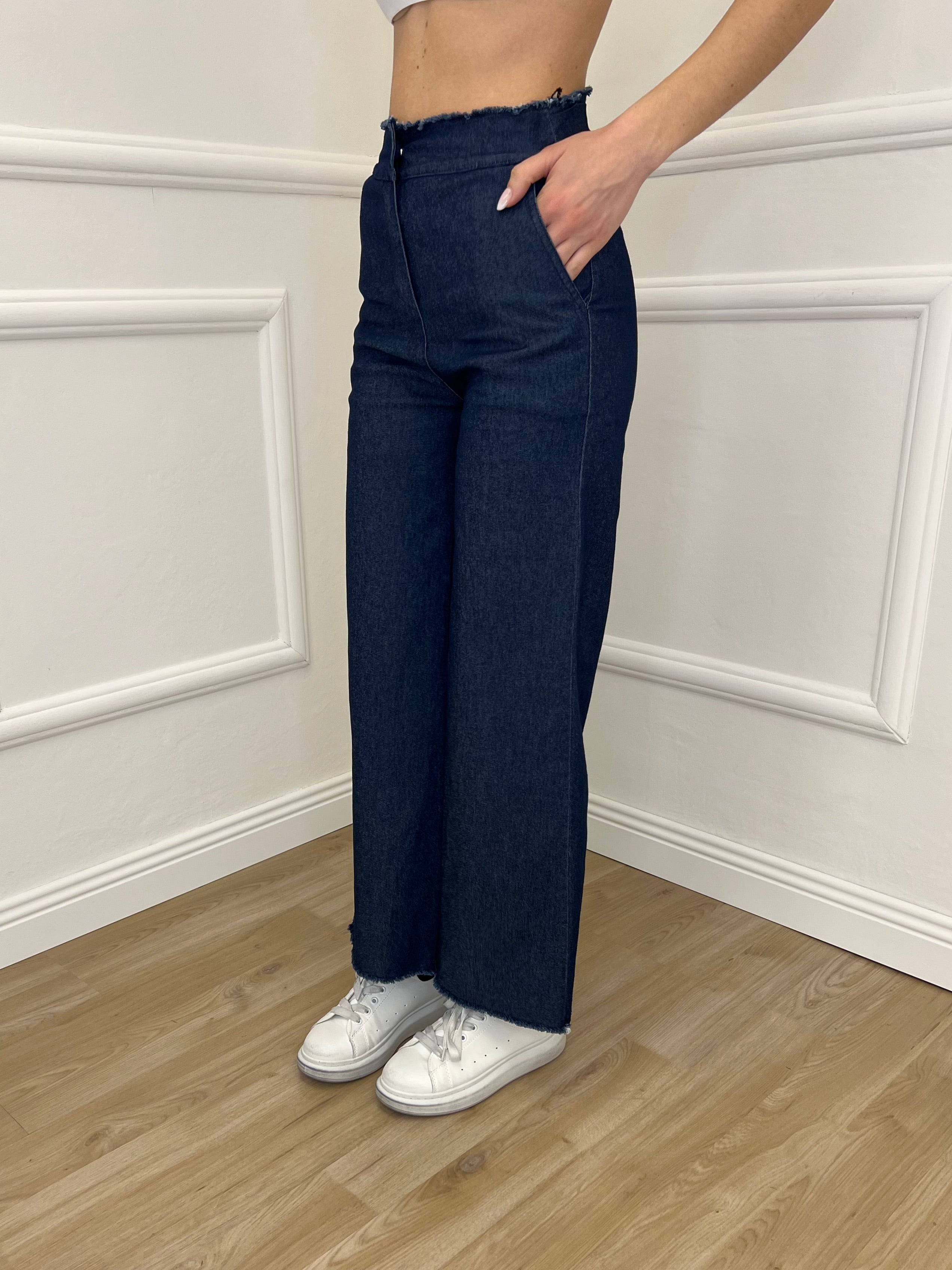 Pantalone Chambray Sfrangiato 5657 Blu