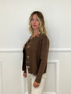 Cardigan Inserti Metallici E8066 Marrone