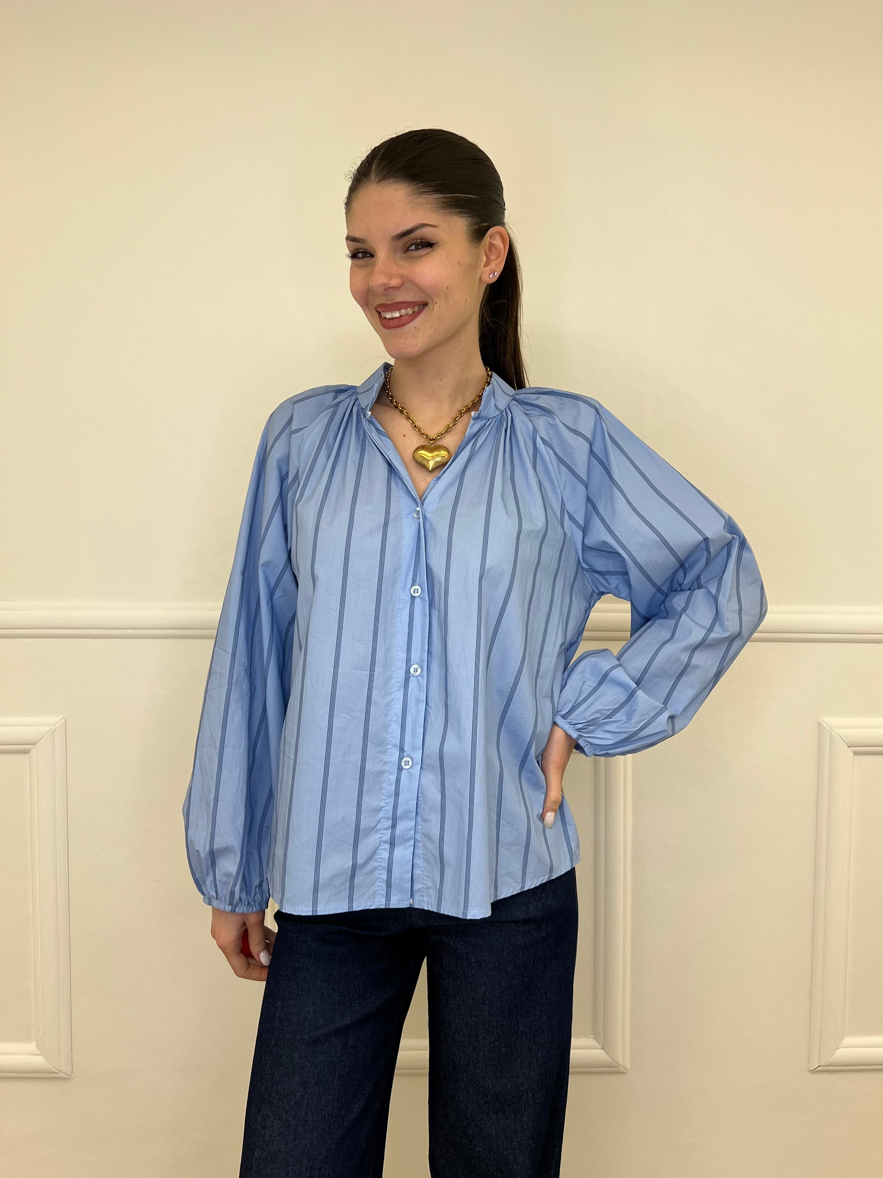 Camicia Popeline Regimental 118642 Azzurro