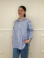 Camicia In Cotone a Righe 82062 Blu