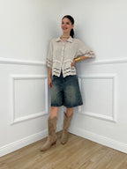 Camicia Lino Maniche Sangallo 1788 Beige
