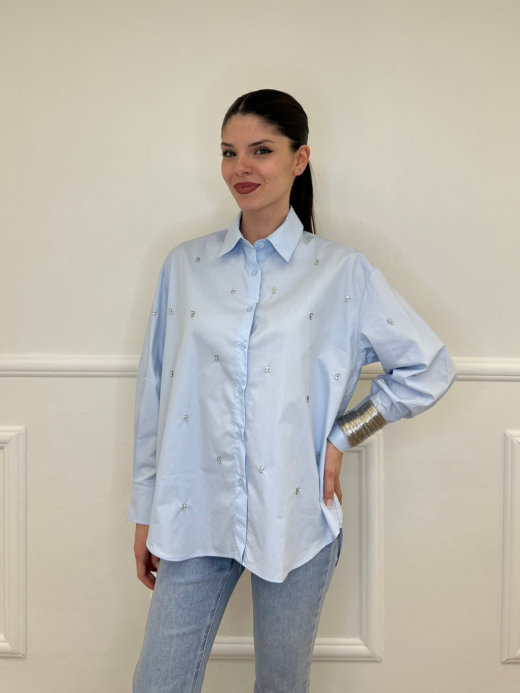 Camicia Over Cristalli 2511 Azzurro