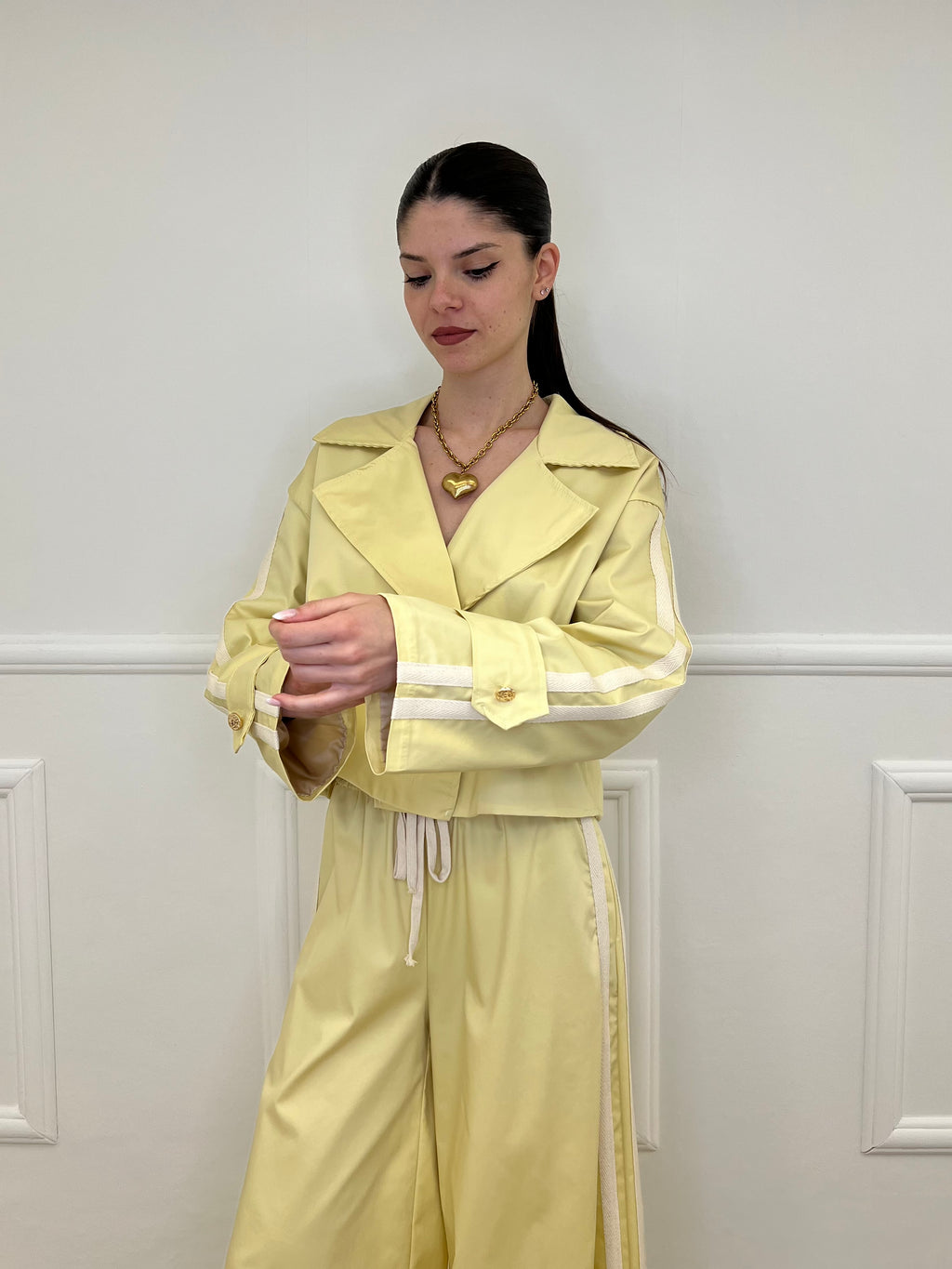 Trench Crop Doppiopetto Bande 7803 Giallo