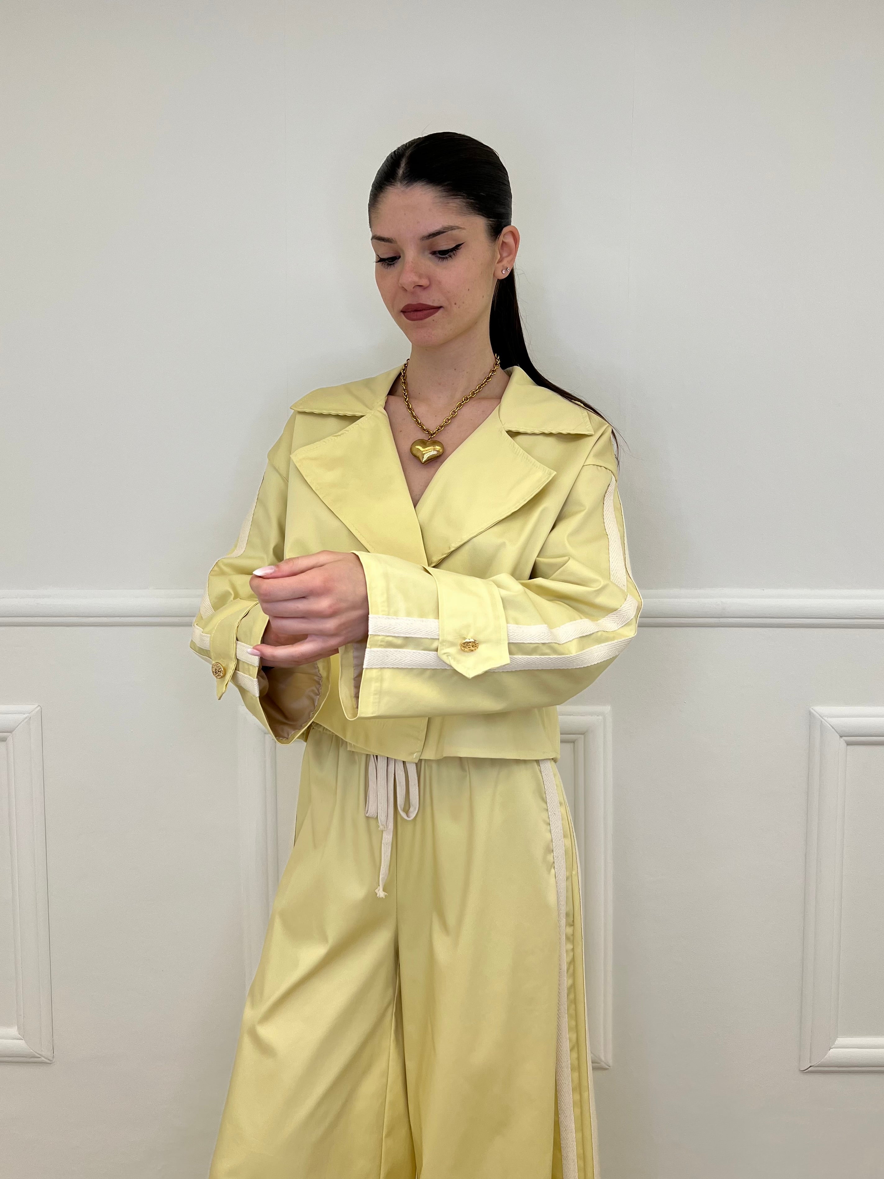 Trench Crop Doppiopetto Bande 7803 Giallo