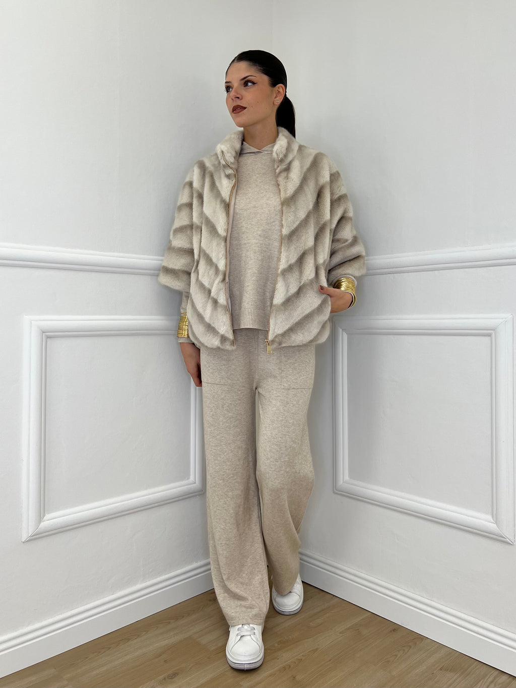 Pelliccia Chevron C037 Ecru