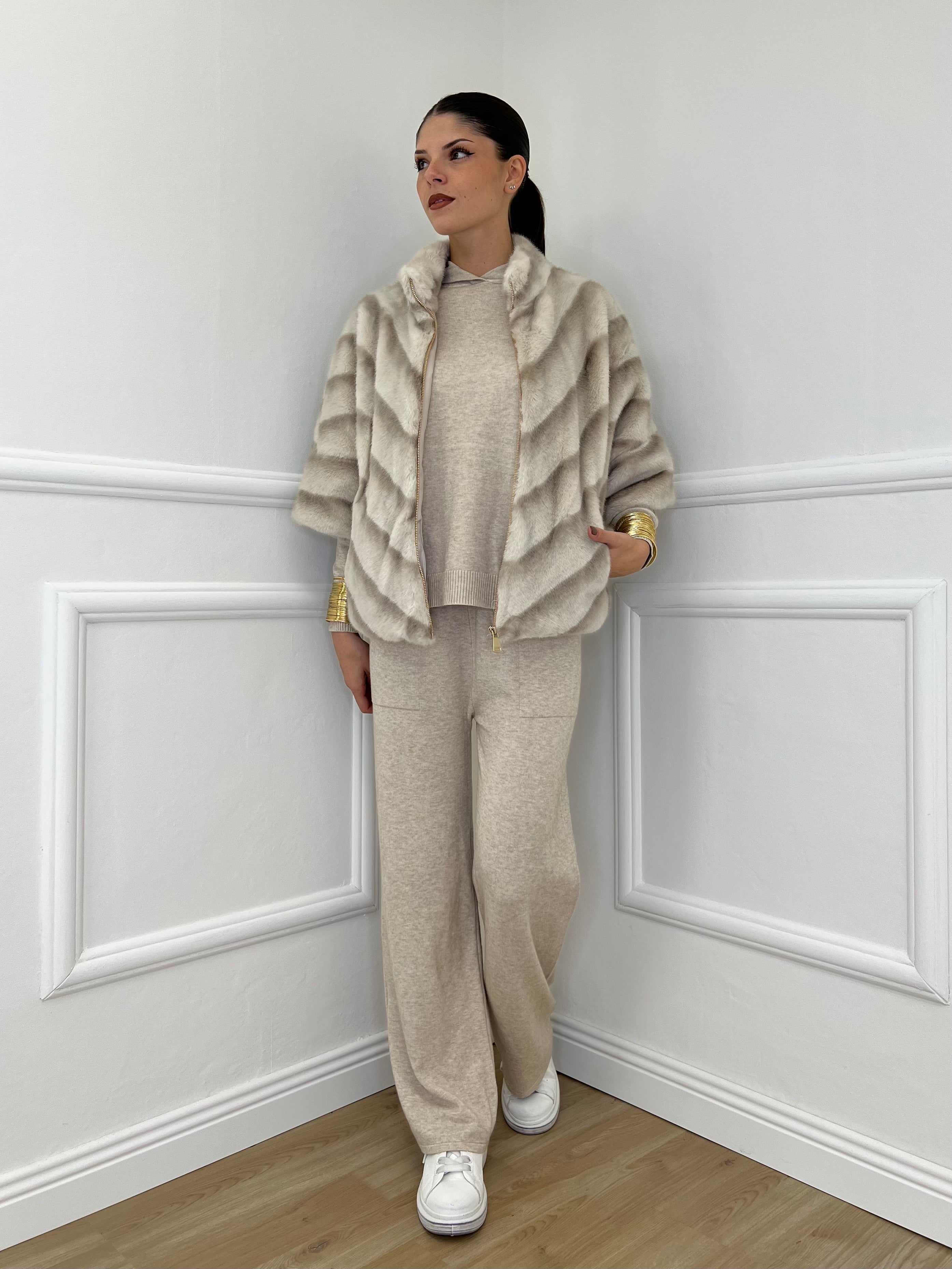 Pelliccia Chevron C037 Ecru