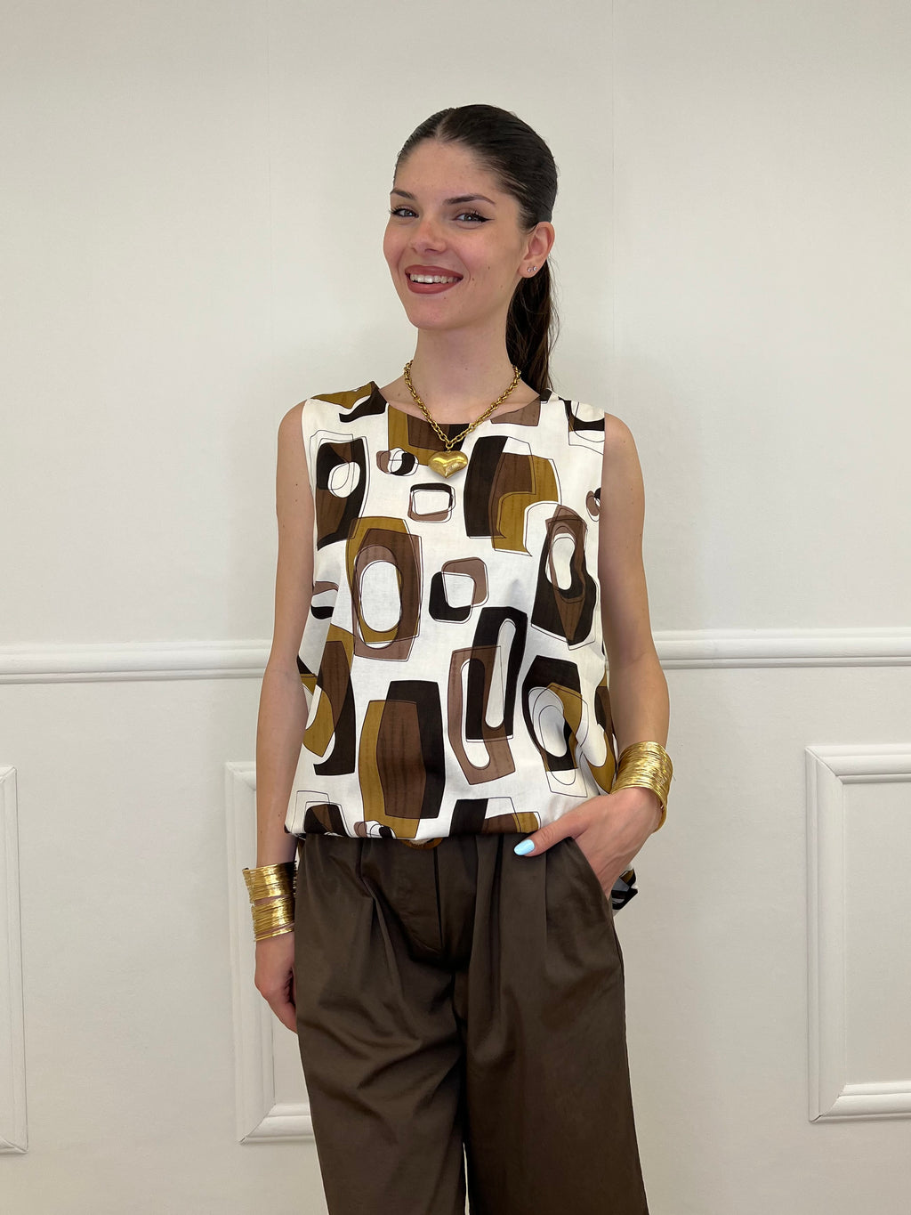 Blusa Smanicata a Trapezio Fantasia 3138