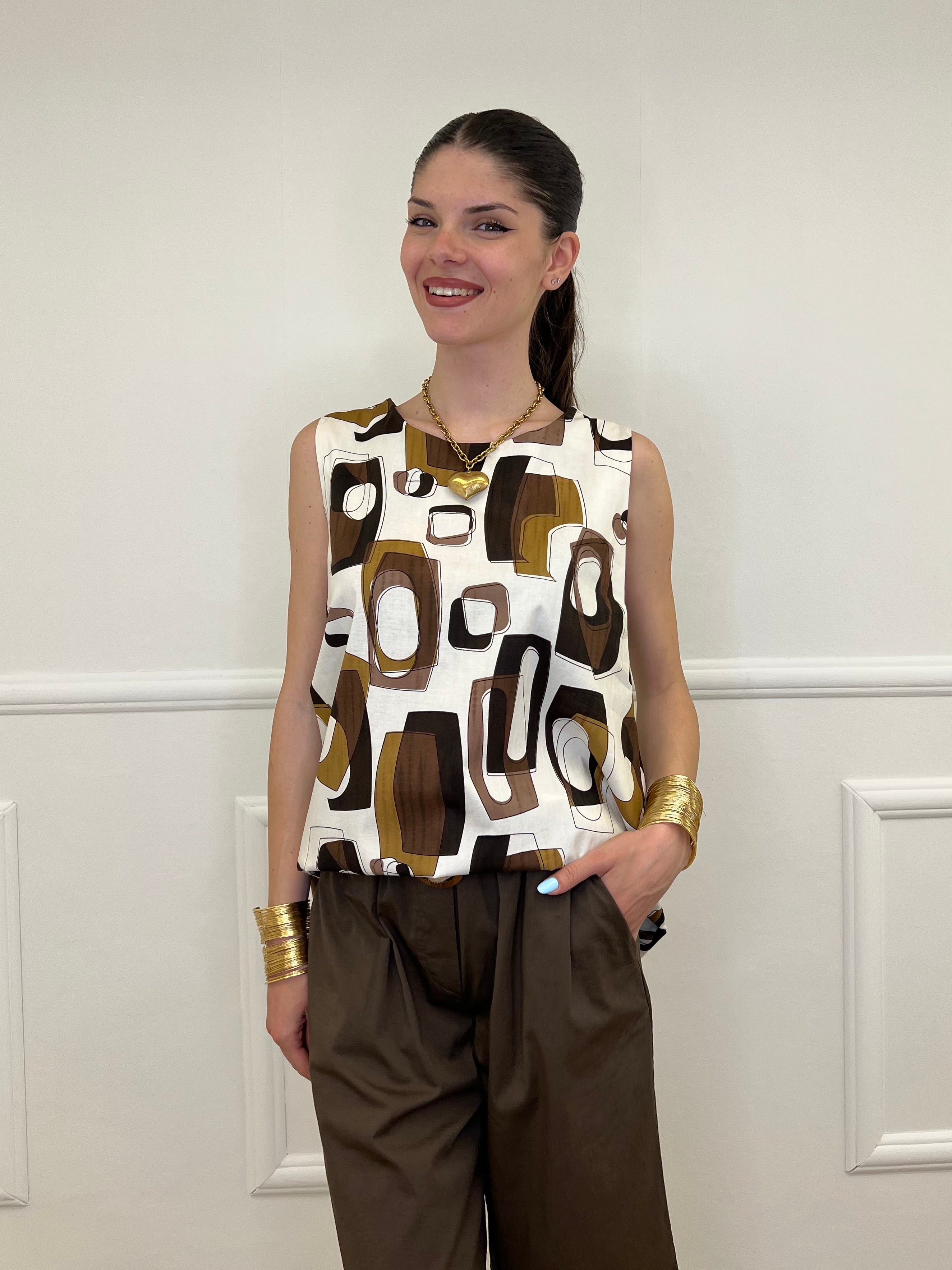Blusa Smanicata a Trapezio Fantasia 3138