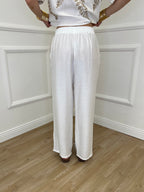 Pantalone Ricami Lurex Z18127 Bianco