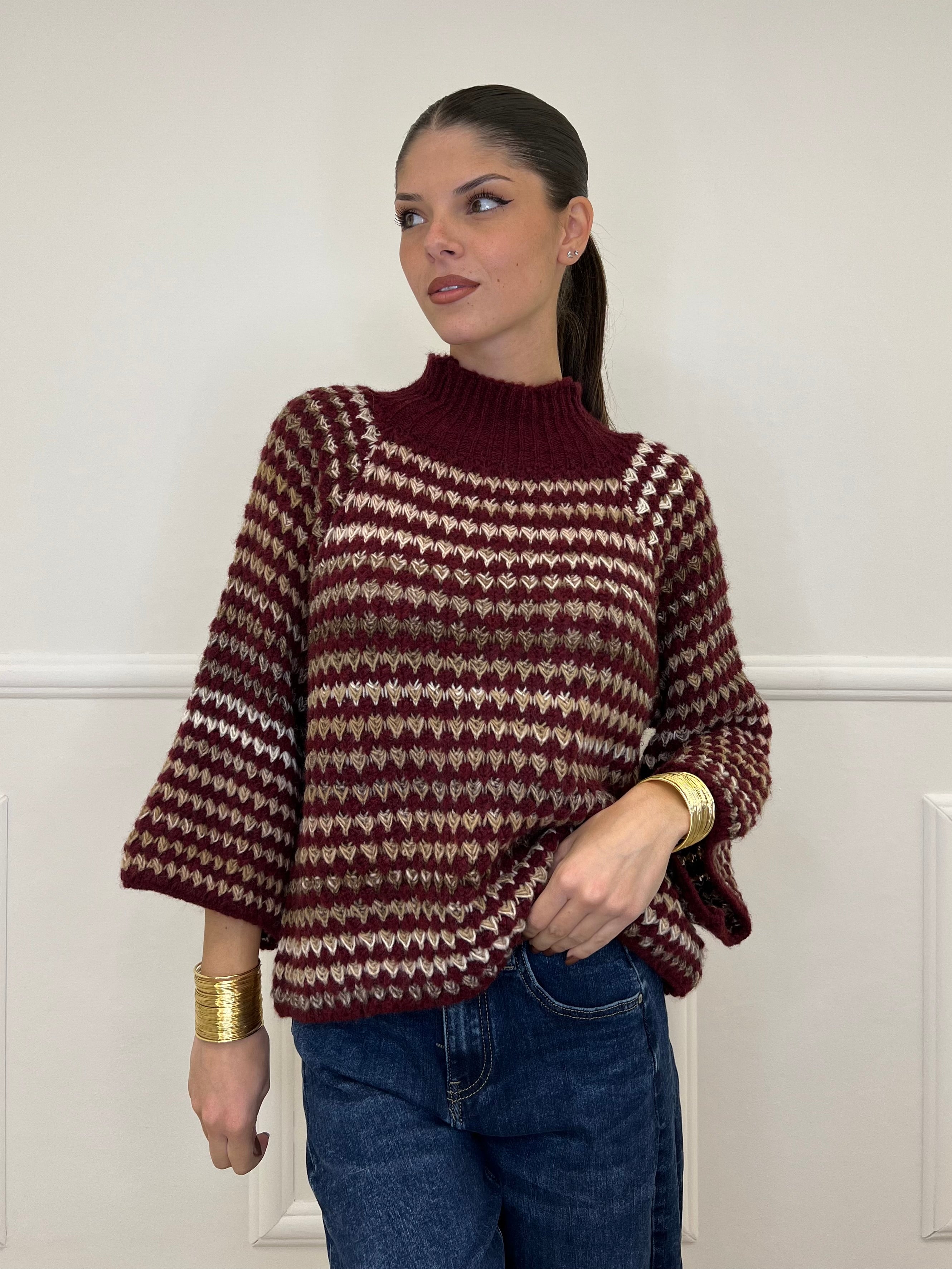 Maglia Jacquard 25453 Burgundy