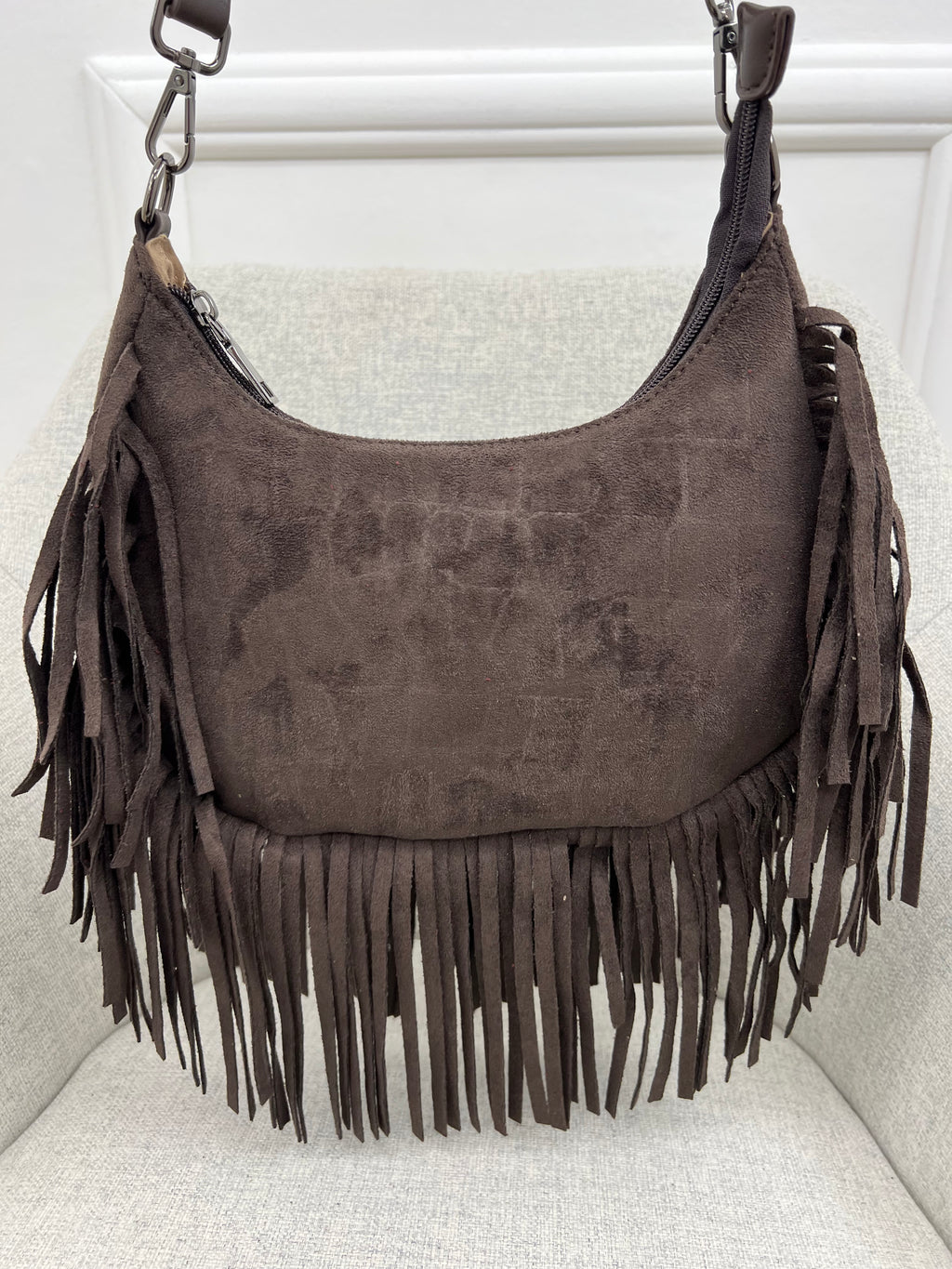 Borsa Hobo Scamosciata Frange 90677