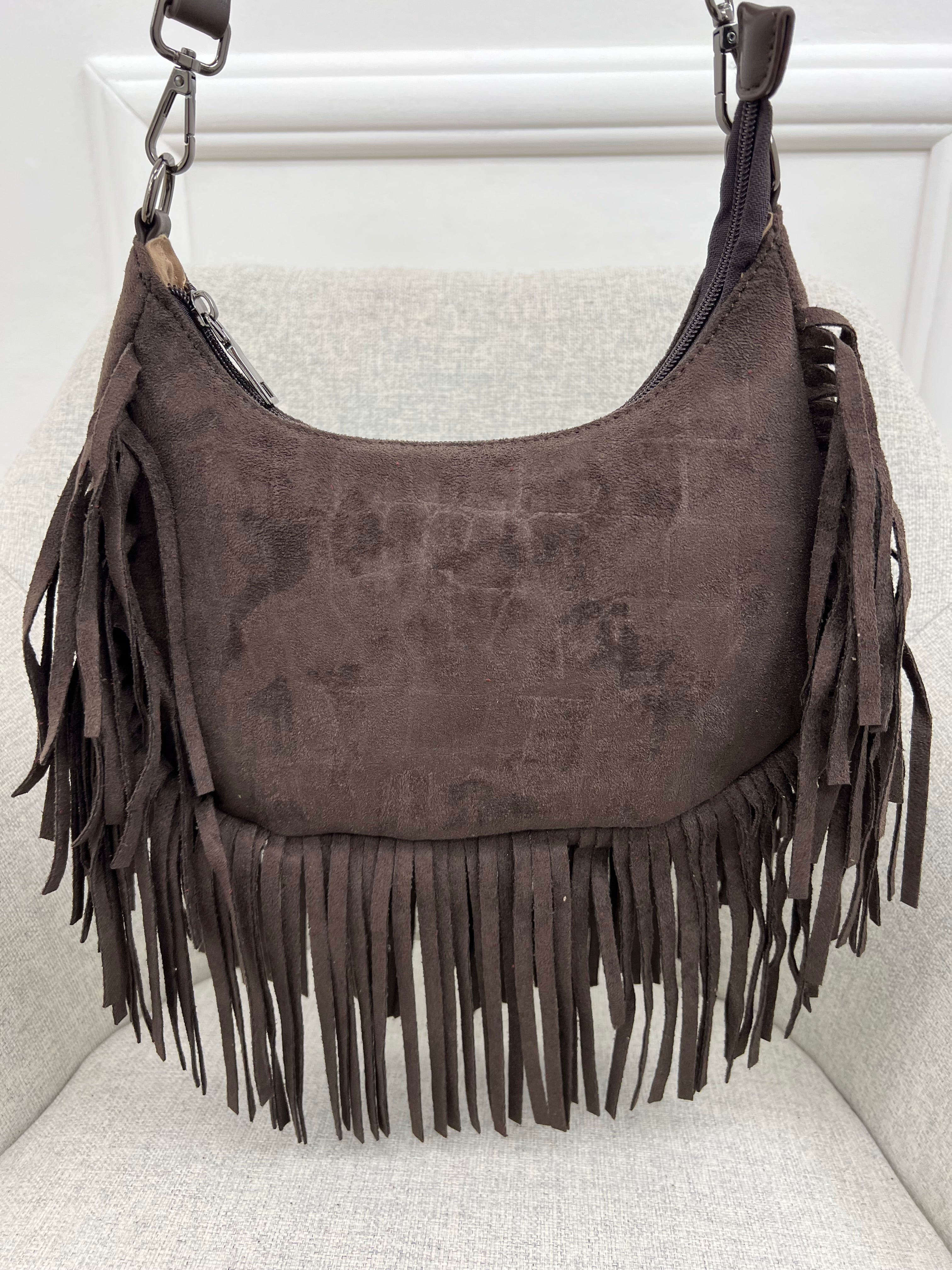Borsa Hobo Scamosciata Frange 90677