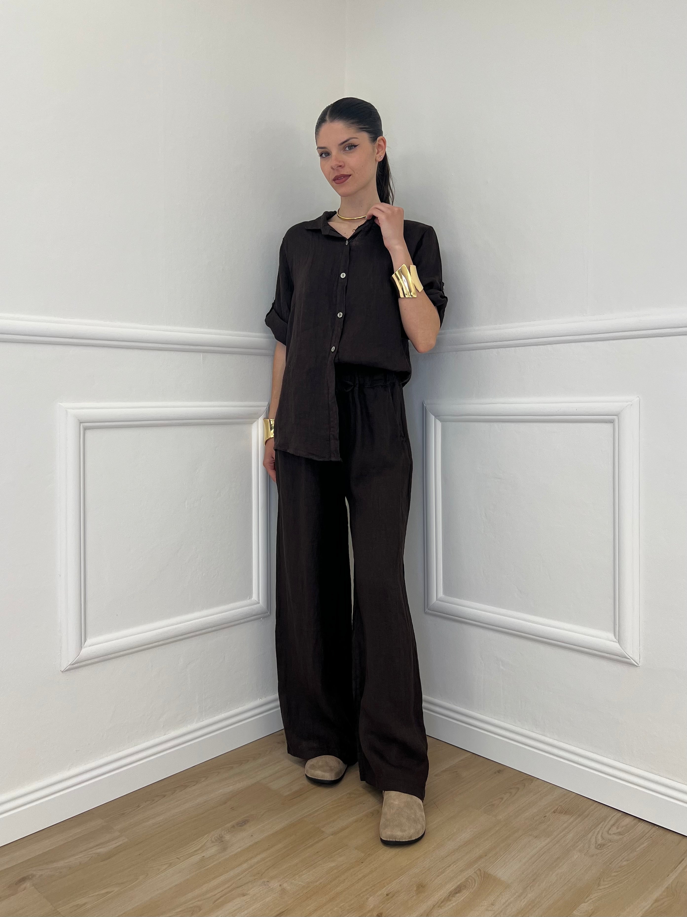 Pantalone Lino Coulisse 23216 Moro