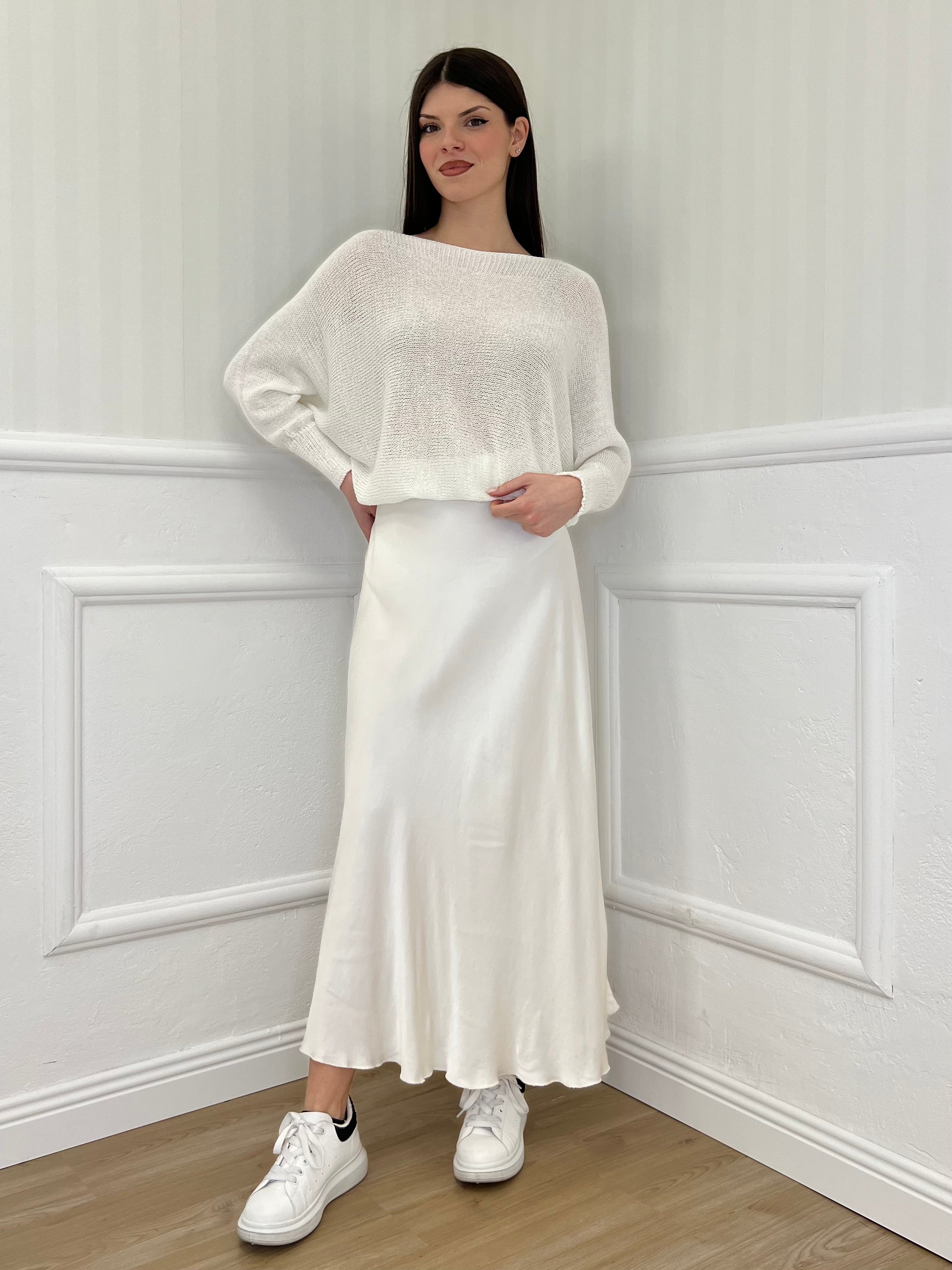 Gonna Lunga Raso 3065 Bianco - Bazar Abbigliamento