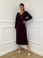 Abito Crepe Pizzo 55743 Burgundy