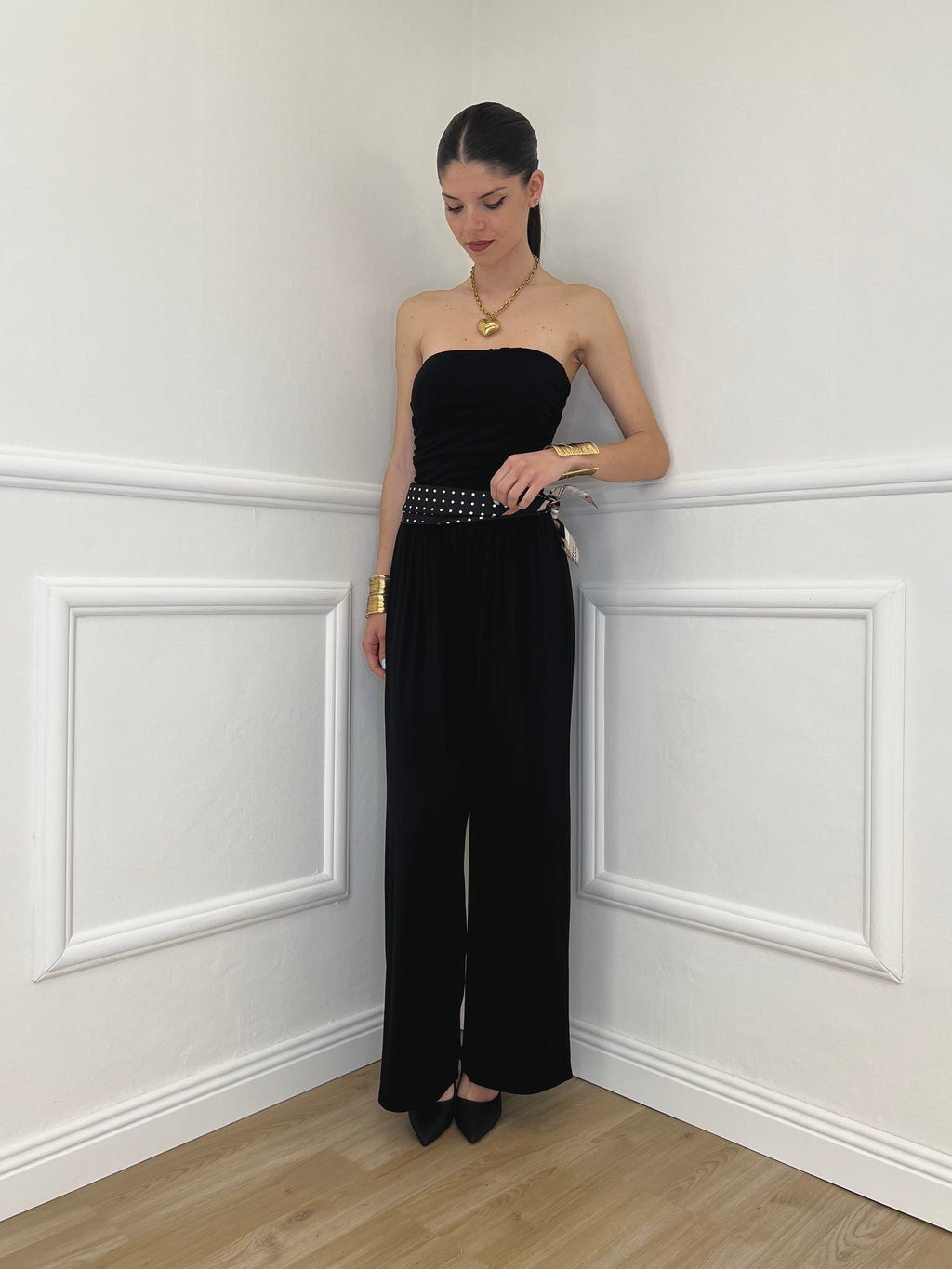 Tuta a Fascia Con Foulard 22498 Nero