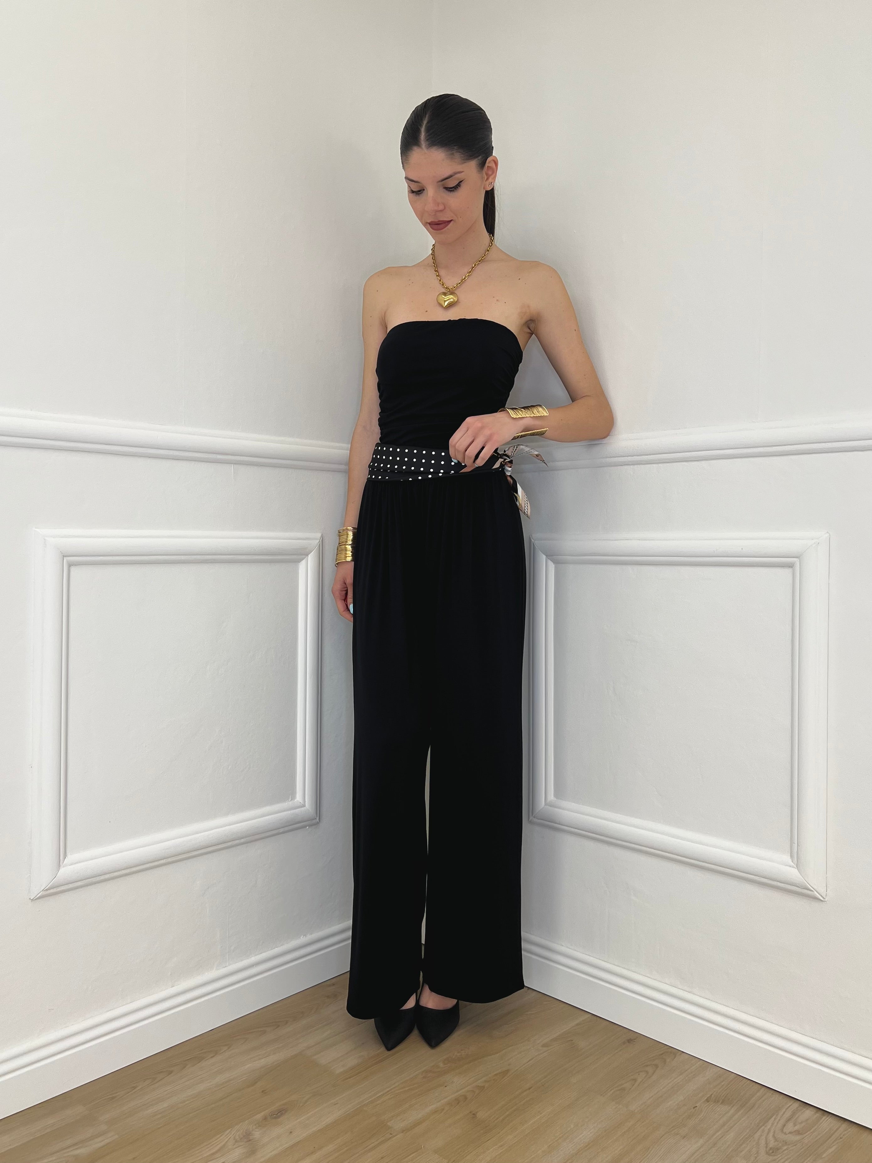 Tuta a Fascia Con Foulard 22498 Nero