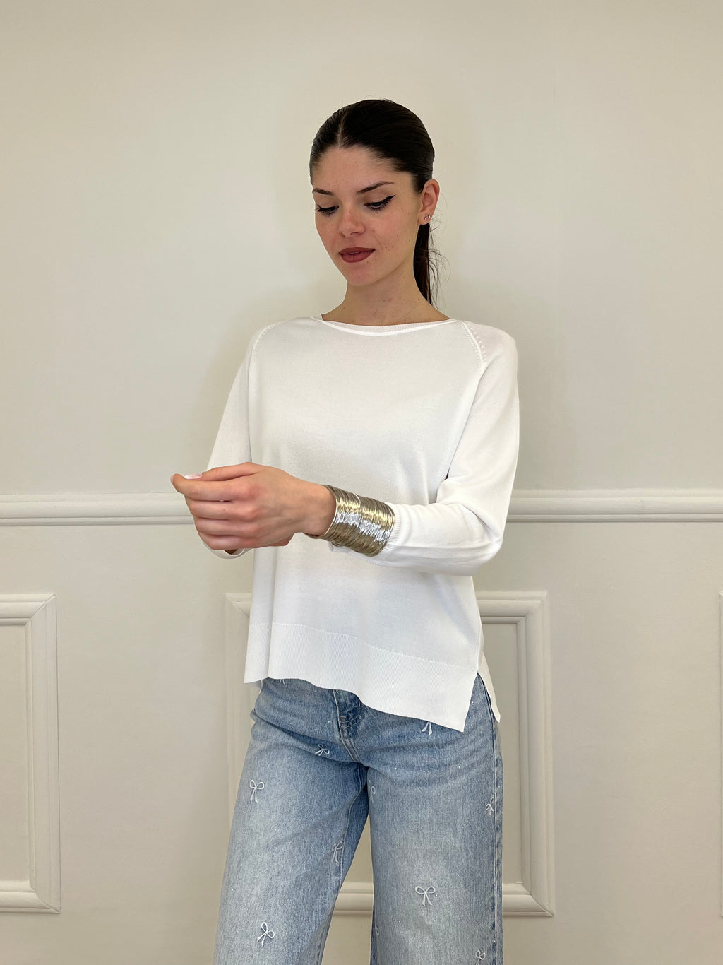 Maglia in Filo di Viscosa J185 Bianco