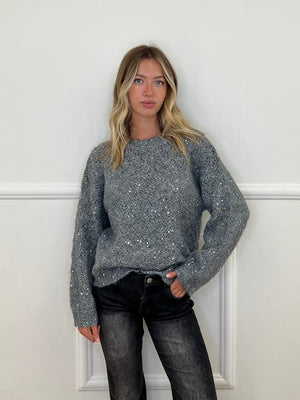 Maglia Misto Lana Paillettes 5565 Grigio