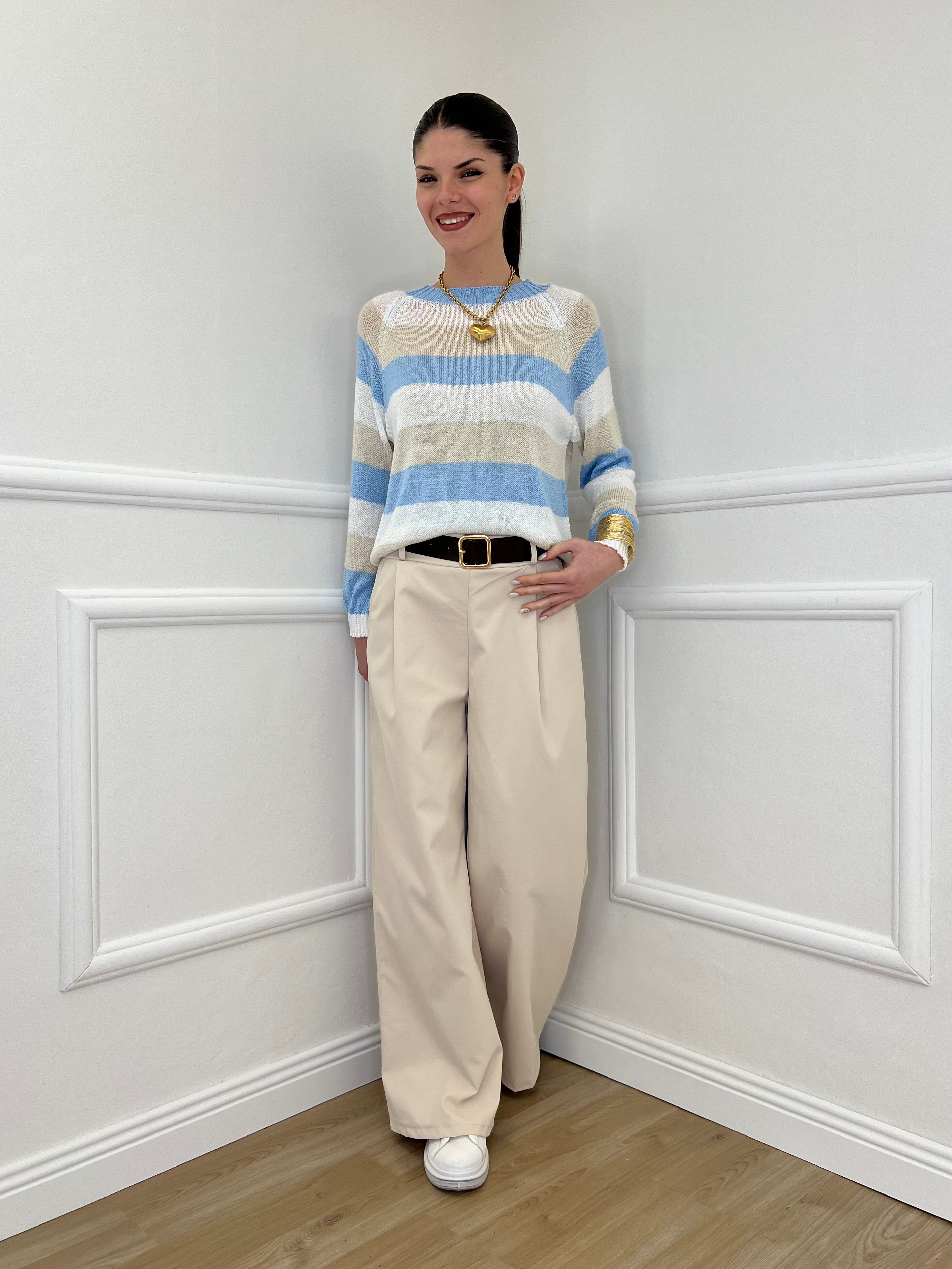 Maglia a Righe 25054 Azzurro