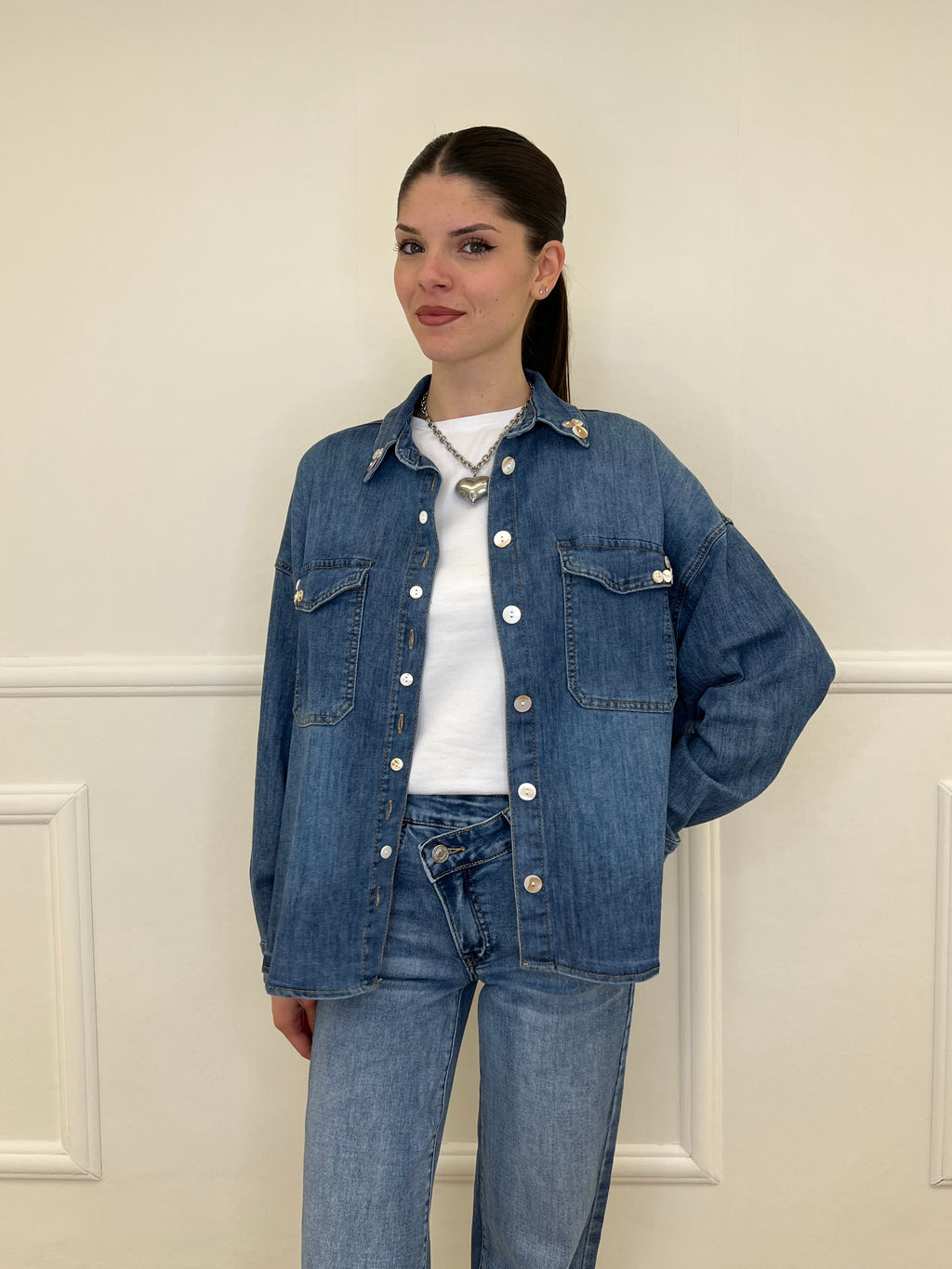 Camicia Denim Over Bottoni JC971